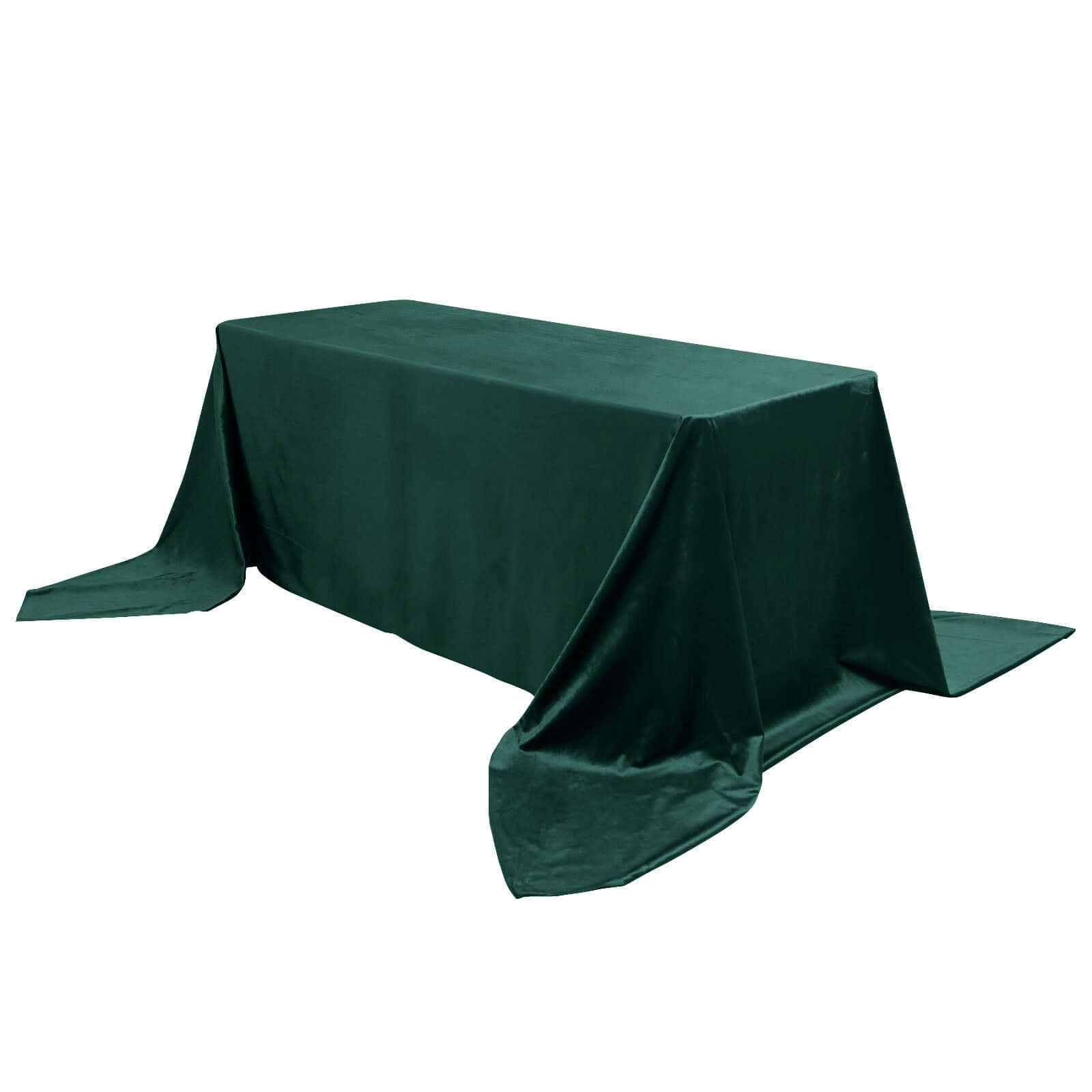 Premium Velvet 90x156 Rectangle Tablecloth Hunter Emerald Green - Reusable Soft & Seamless Table Cover