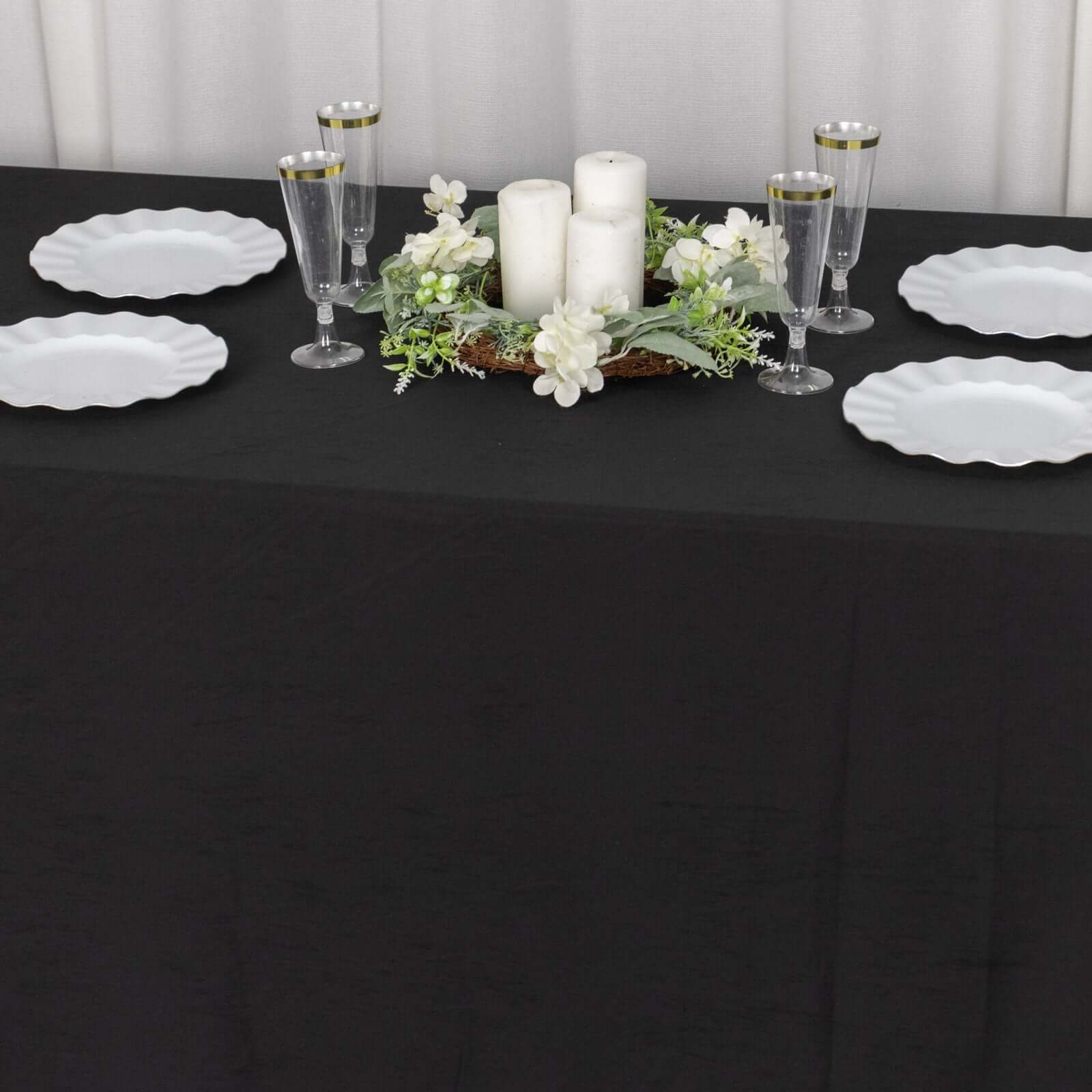 Premium Scuba Rectangular 90x156 Tablecloth Black - Wrinkle Free, Stain Resistant & Seamless Table Cover for Weddings and Parties