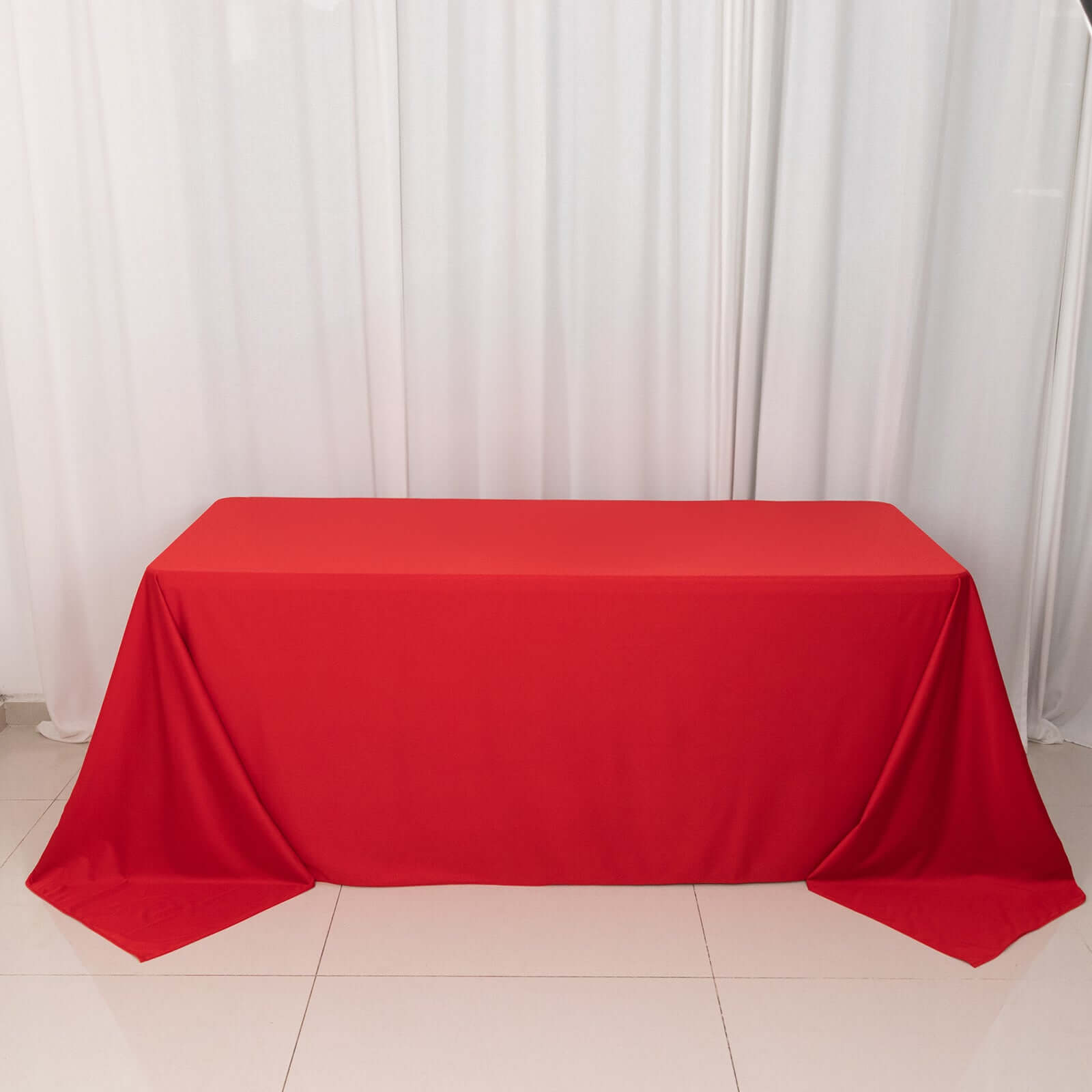 Premium Scuba Rectangular 90x132 Tablecloth Red - Wrinkle Free, Stain Resistant & Seamless Table Cover