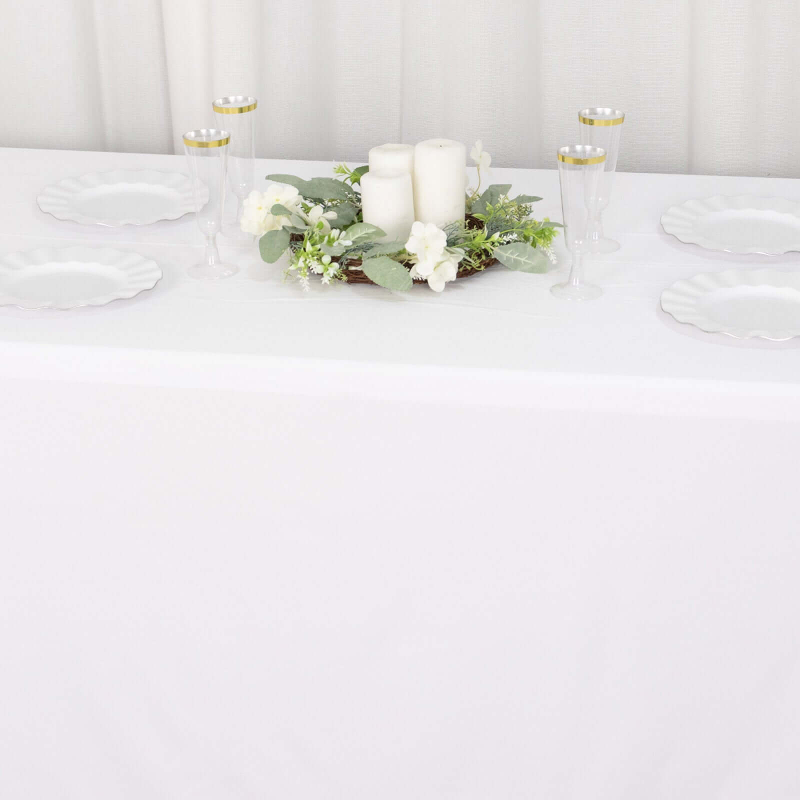 Premium Scuba Rectangular 90x156 Tablecloth White - Wrinkle Free, Stain Resistant & Seamless Table Cover for Weddings and Parties