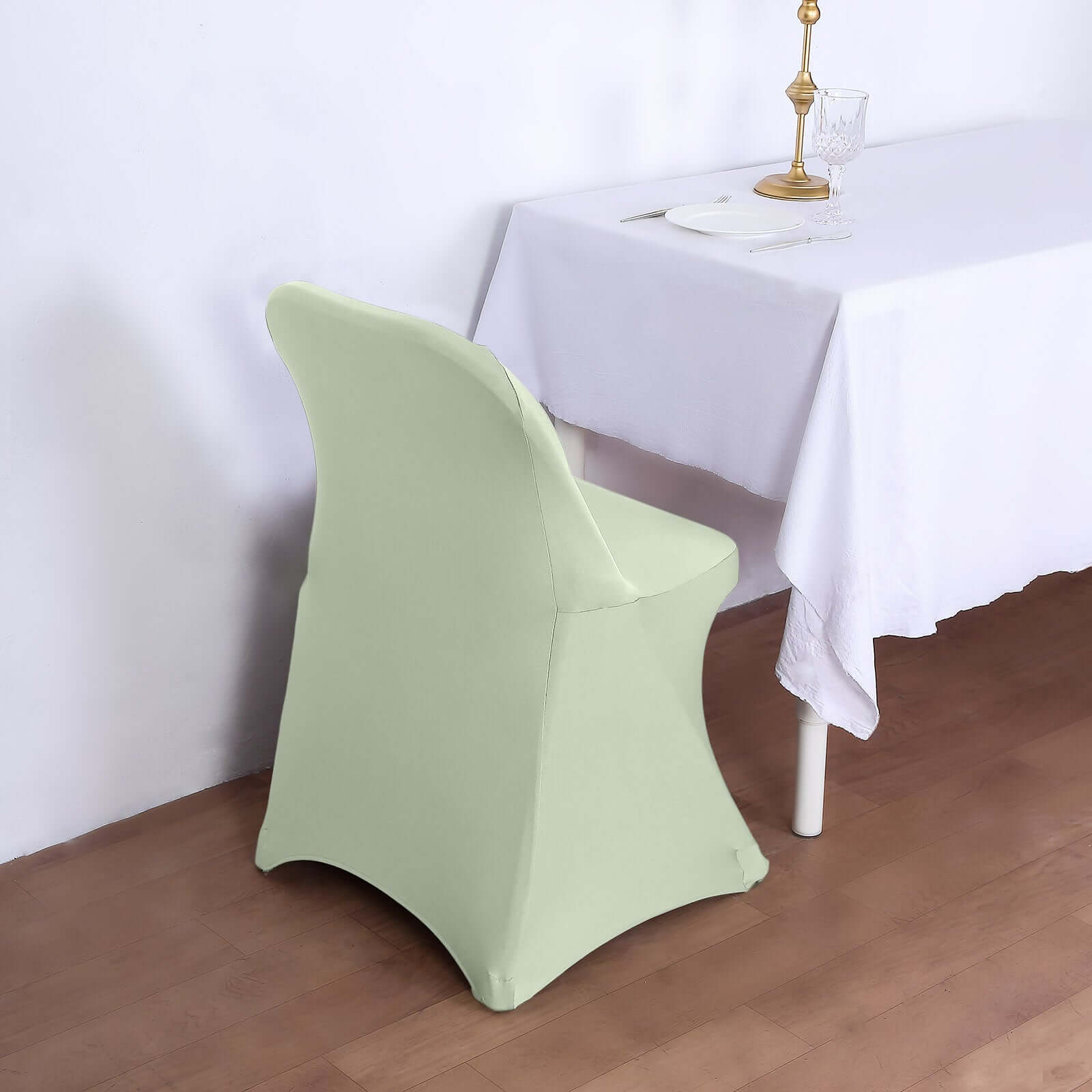 Stretch Spandex Chair Cover Sage Green for Folding Chairs - Reusable & Wrinkle-Resistant 160GSM Fitted Slipcover