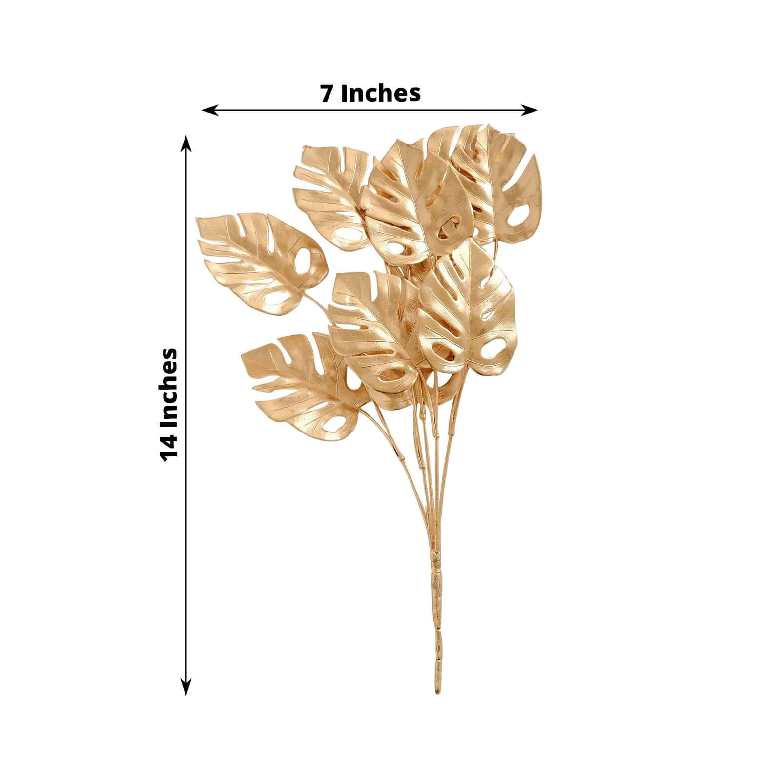 4-Pack Artificial Monstera Leaves Bushes Metallic Gold - Chic Faux Palm Leaf Decor Vase Filler for Hawaiian Jungle Tropical Themed Weddings Parties & Events 14