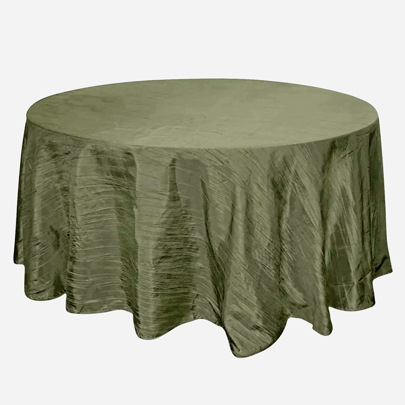 Taffeta 120 Round Tablecloth Dusty Sage Green - Seamless Accordion Crinkle Table Cover