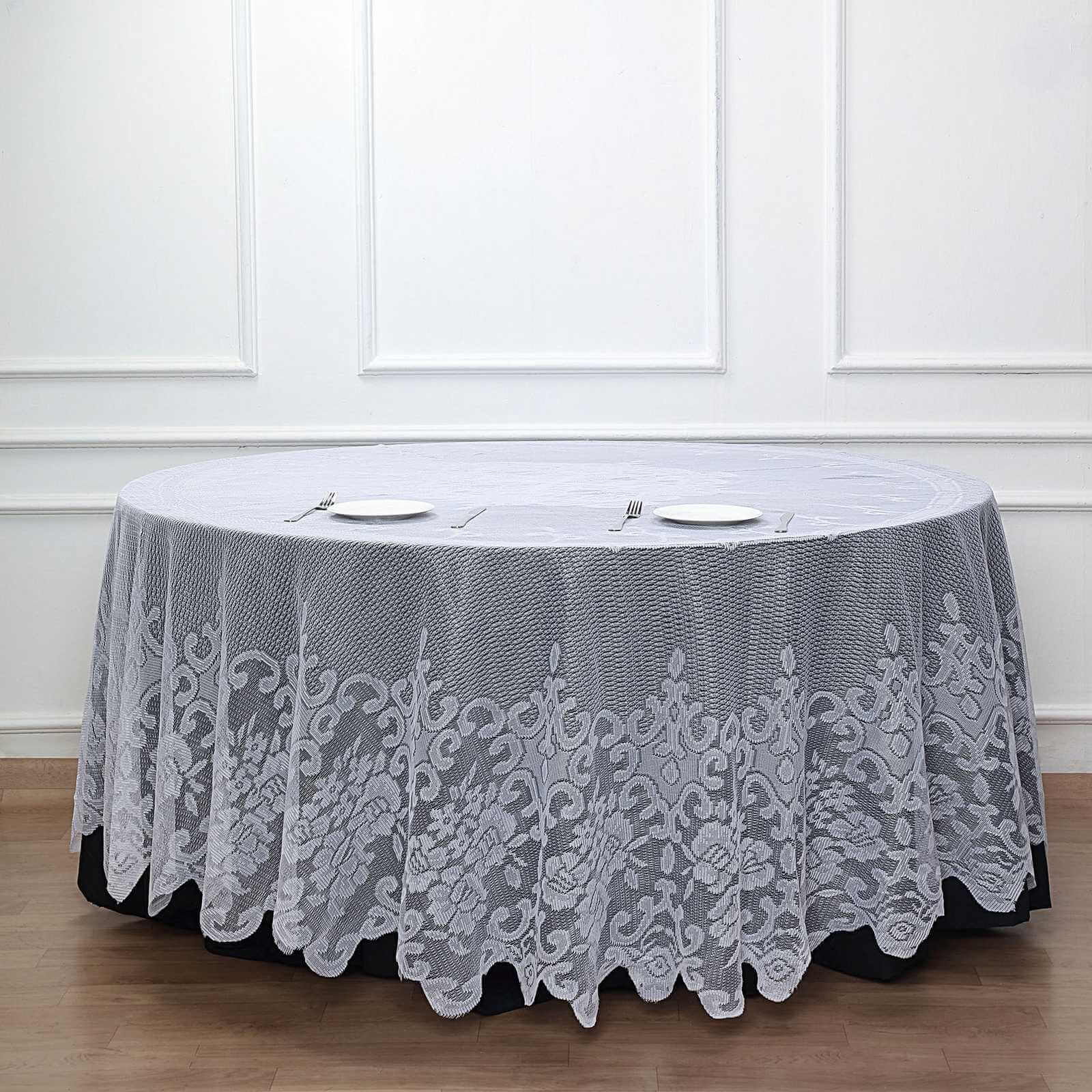 Lace 120 Round Tablecloth White - Seamless Premium Design for Upscale Celebrations