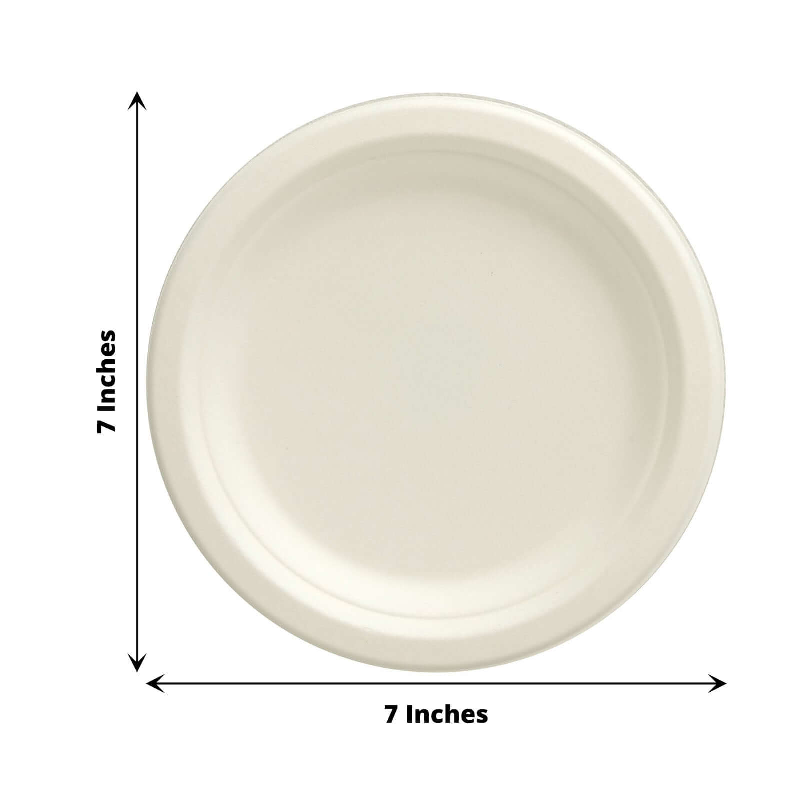 50-Pack Bagasse 7 Round Dessert Plates in White - Biodegradable Disposable Sugarcane Appetizer Salad Plates for Outdoor Celebrations & Picnics