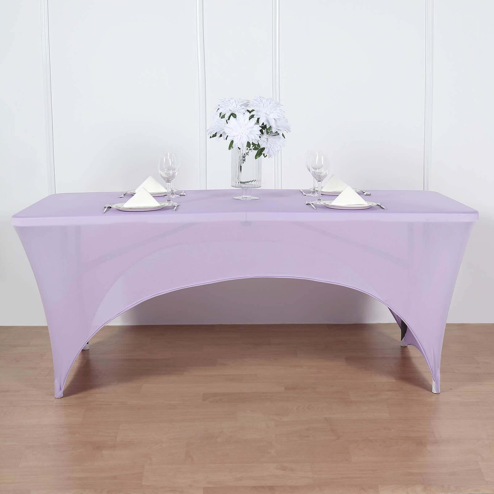 Stretch Spandex 6ft Rectangle Tablecloth Lavender Lilac - Durable Form-Fitting Table Cover