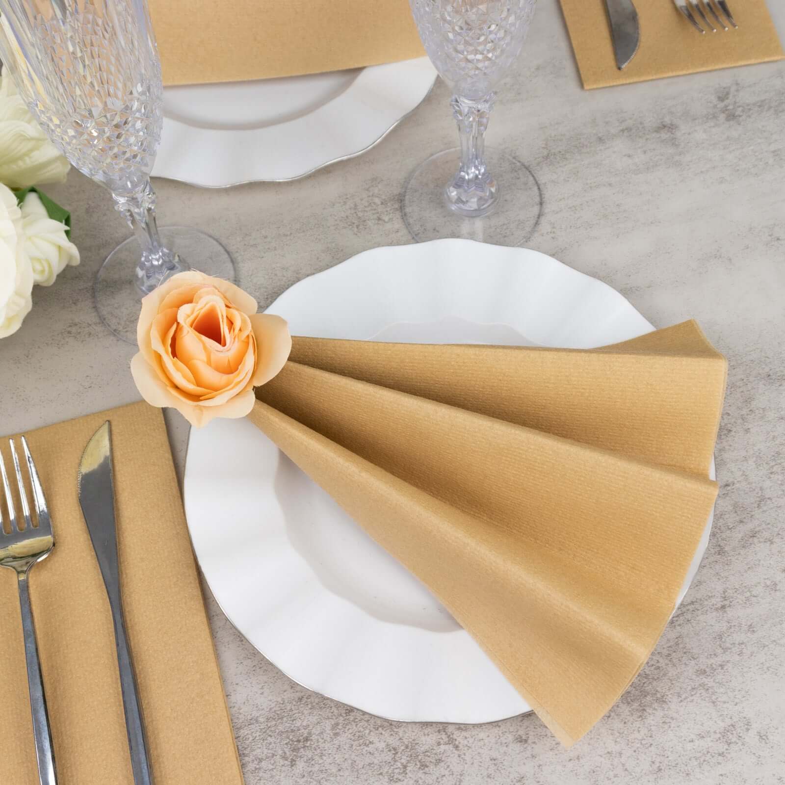 20-Pack Paper Linen-Like Napkins Natural - Disposable Hygienic Airlaid Guest Towels 8.5x4