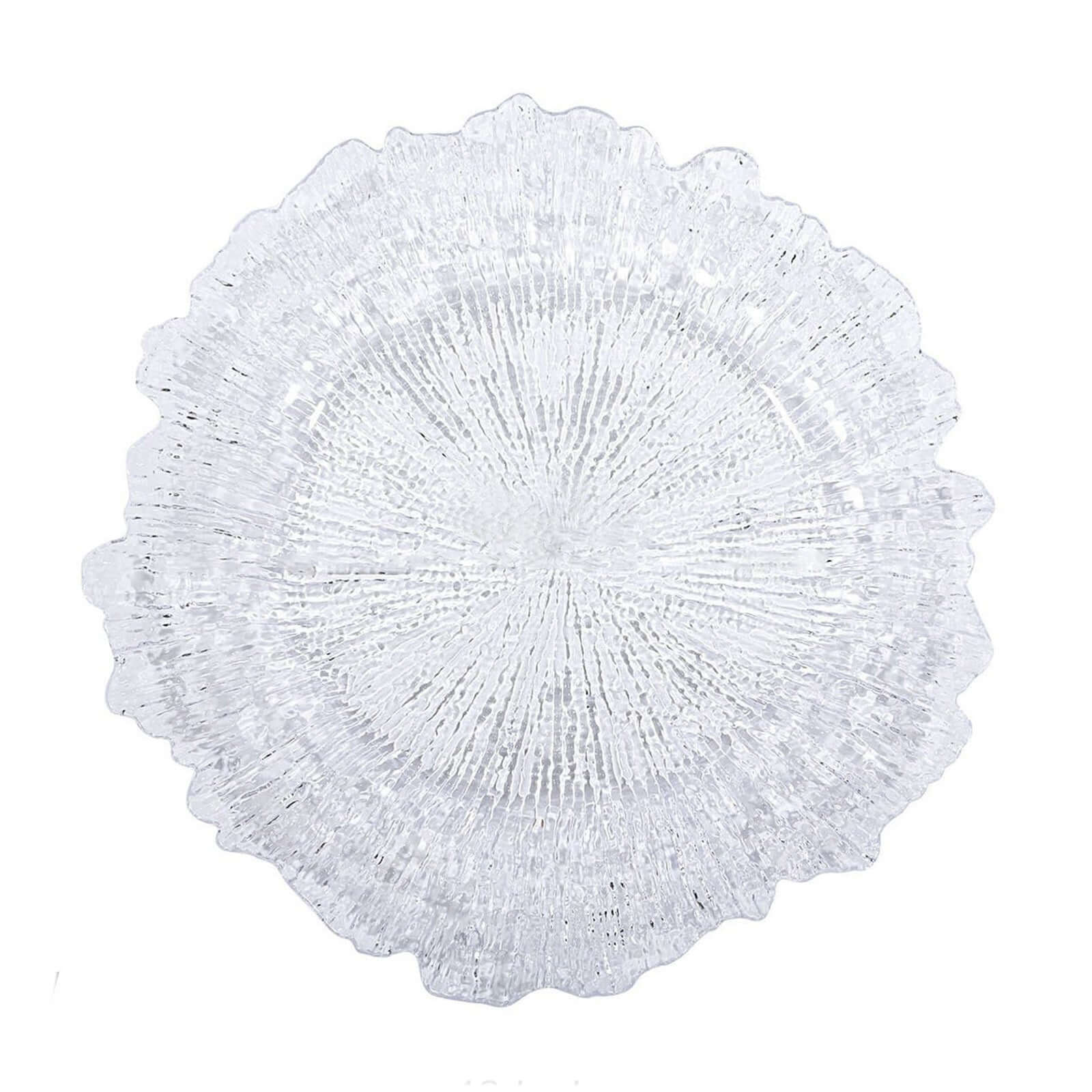 6-Pack Plastic Round Charger Plates 12 in Clear with Reef Design, Decorative Dinner Party Serving Plates