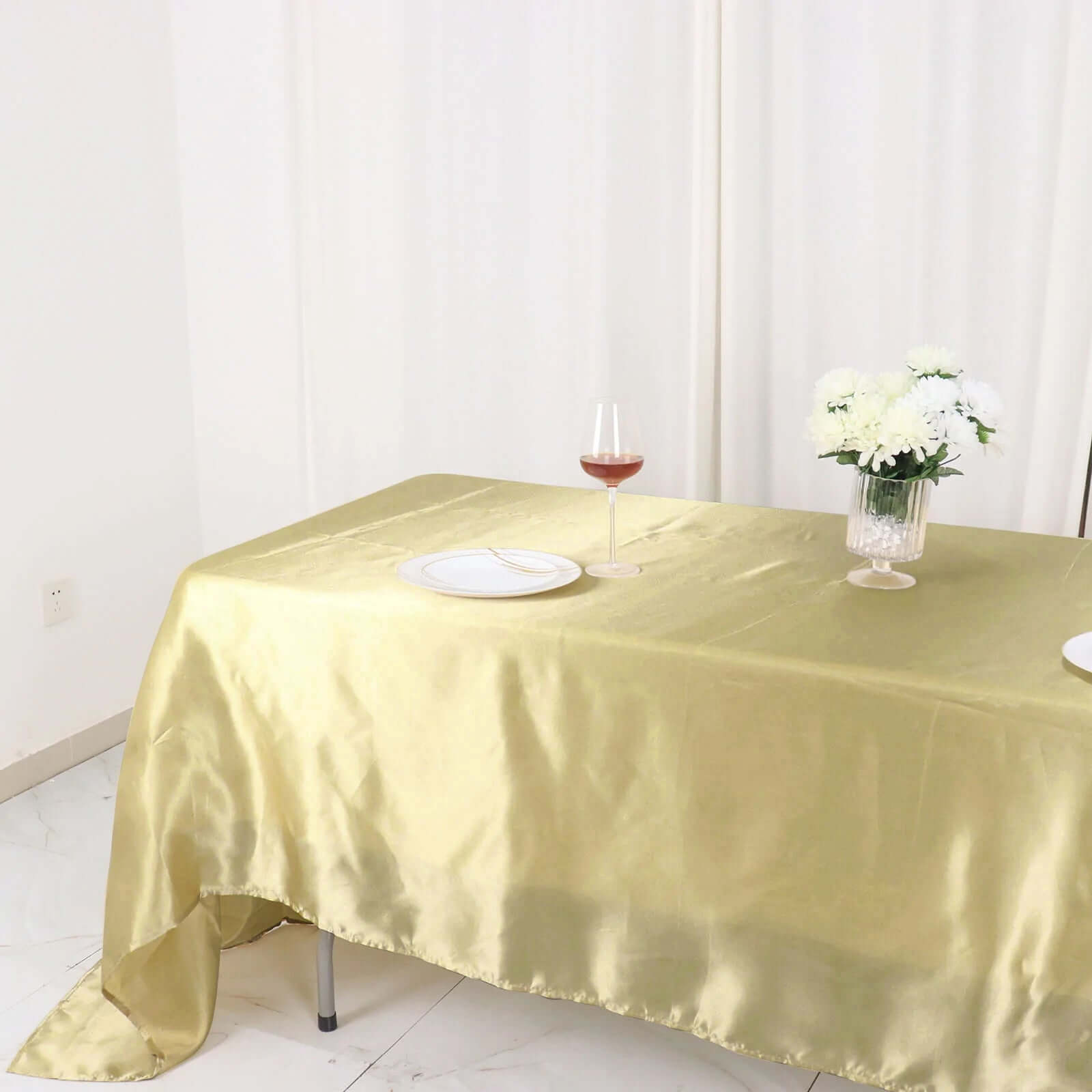 Satin Rectangular 60x126 Tablecloth Champagne - Smooth and Lustrous Table Cover