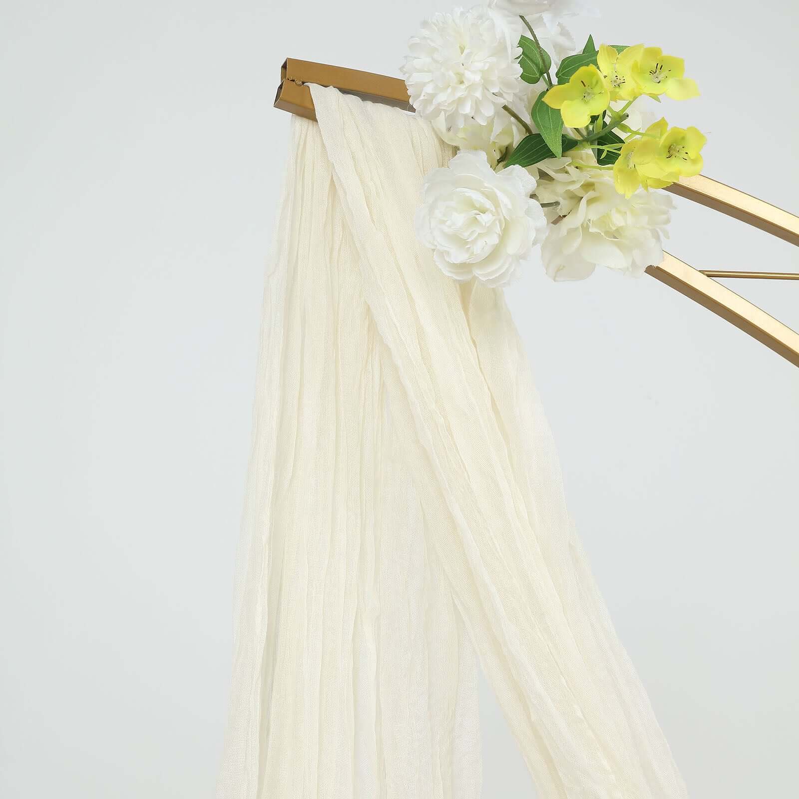 20ft Ivory Gauze Cheesecloth Fabric Wedding Arch Drapery, Window Scarf Valance, Boho Decor Arbor Curtain Panel