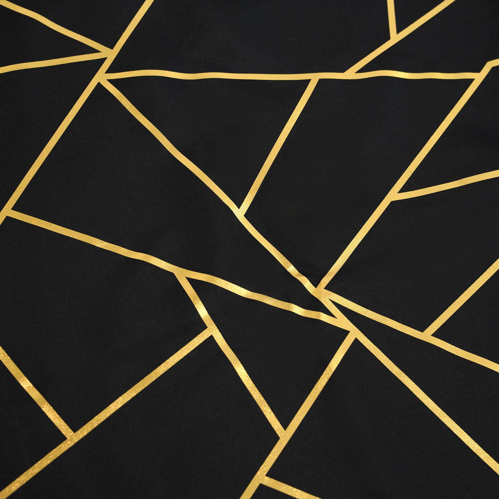 Polyester 60x102 Rectangle Tablecloth Black with Gold Foil Geometric Pattern - Wrinkle-Resistant & Durable Table Cover