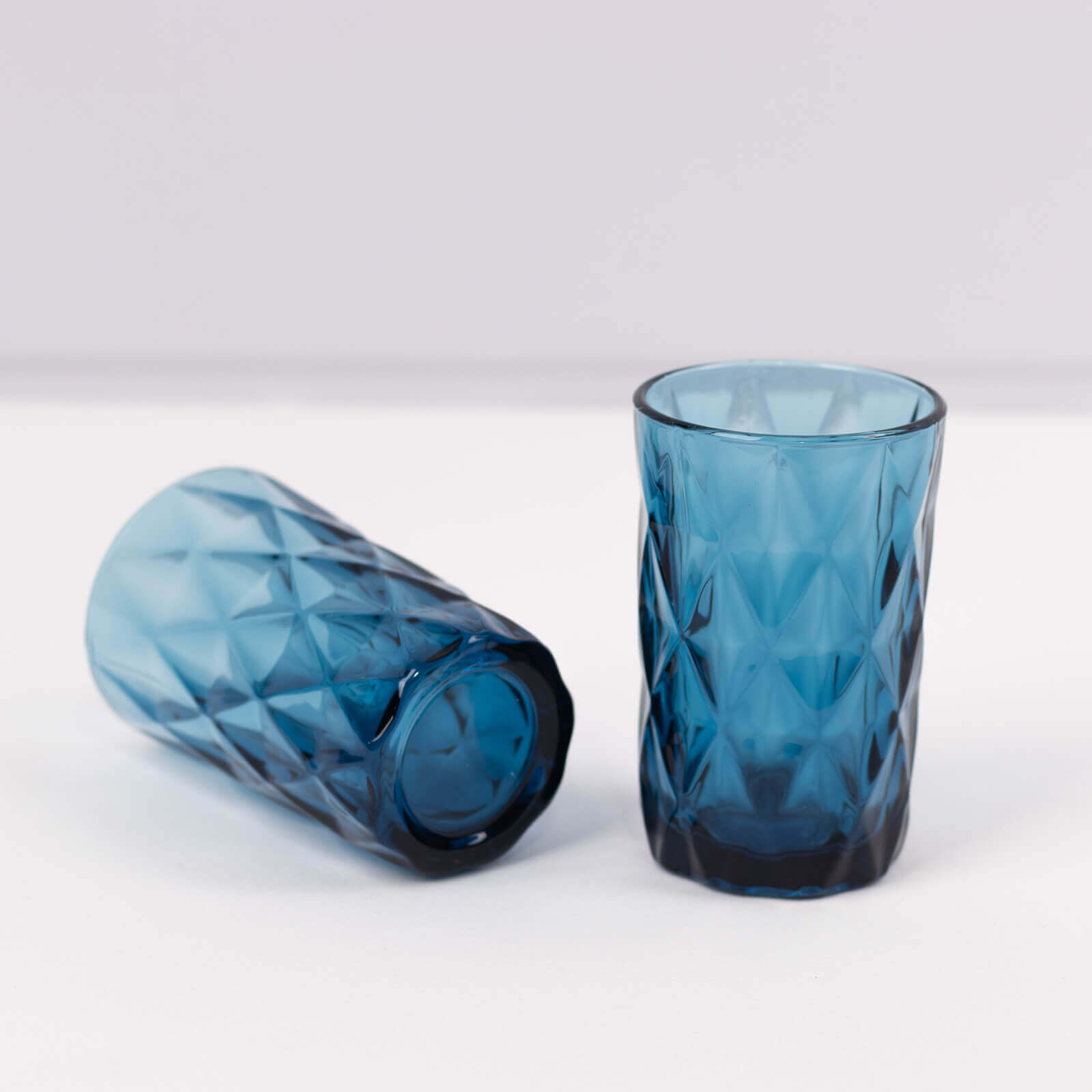 6-Pack Whiskey Glasses Ocean Blue Textured Crystal Cut Design with Heavy Base - Highball Tumblers for Parties & Events 12oz 5