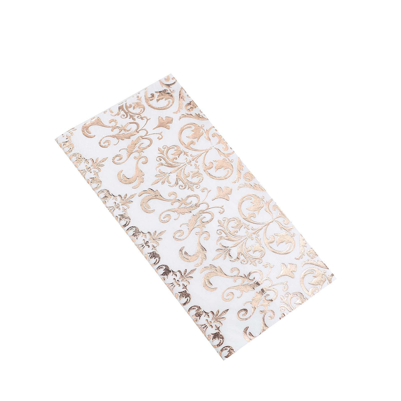 20-Pack Paper Dinner Napkins with Vintage Print Metallic Rose Gold - Disposable 3 Ply Cocktail Napkins for Weddings