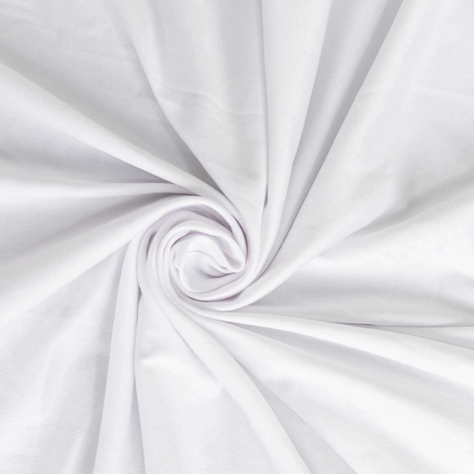 Stretch Spandex 48x30 Rectangle Tablecloth Top Cover White - Durable Form-Fitting Table Cover for Events & Presentations