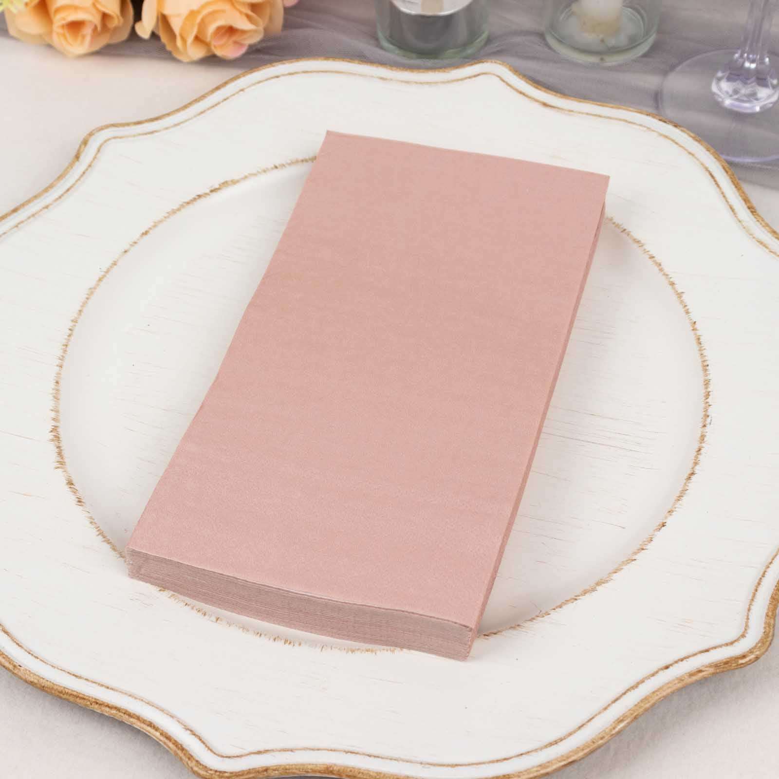 50-Pack Paper Napkins Soft Dusty Rose - Disposable 2-Ply Cocktail and Beverage Napkins for Weddings