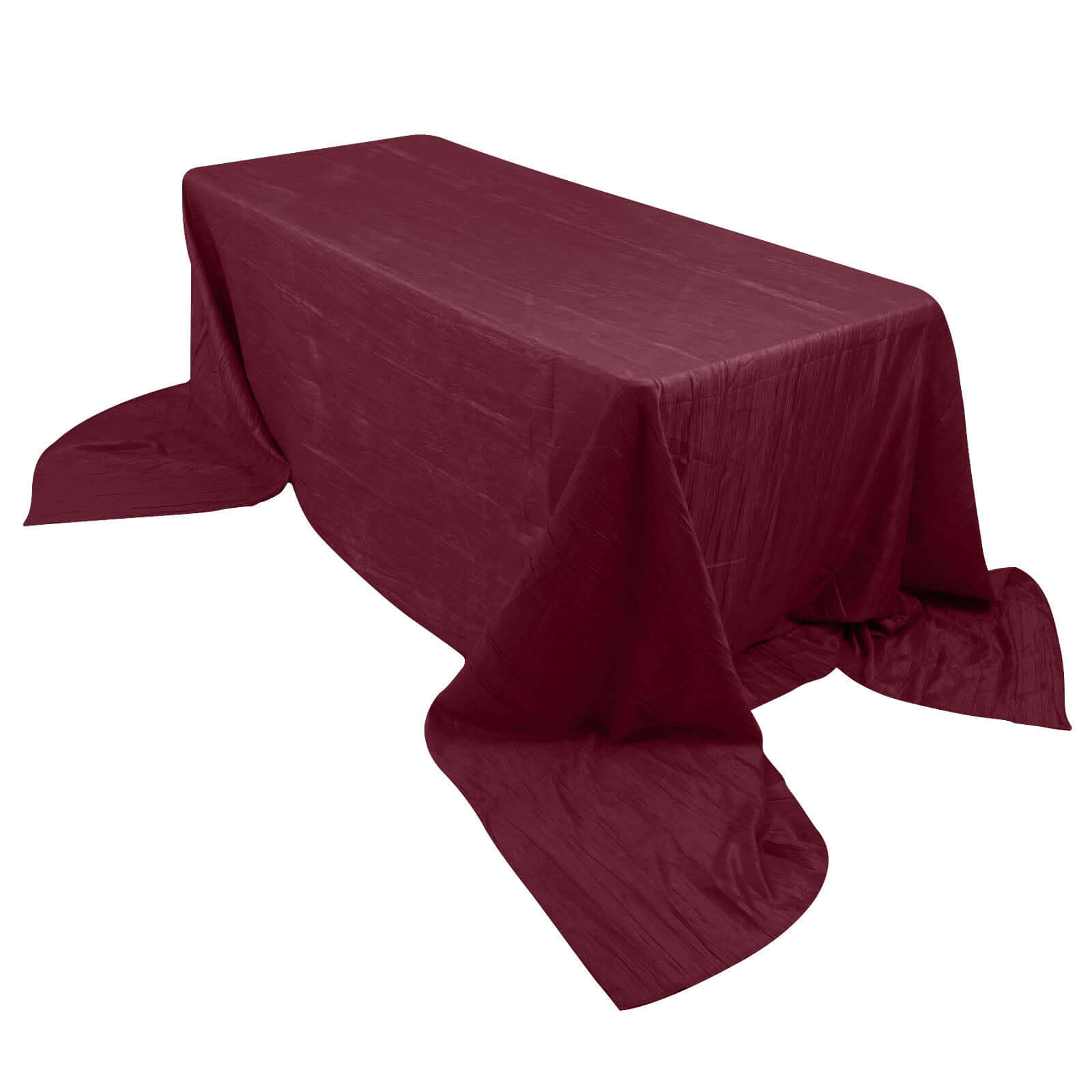 Taffeta 90x156 Rectangle Tablecloth Burgundy - Accordion Crinkle Seamless Table Cover