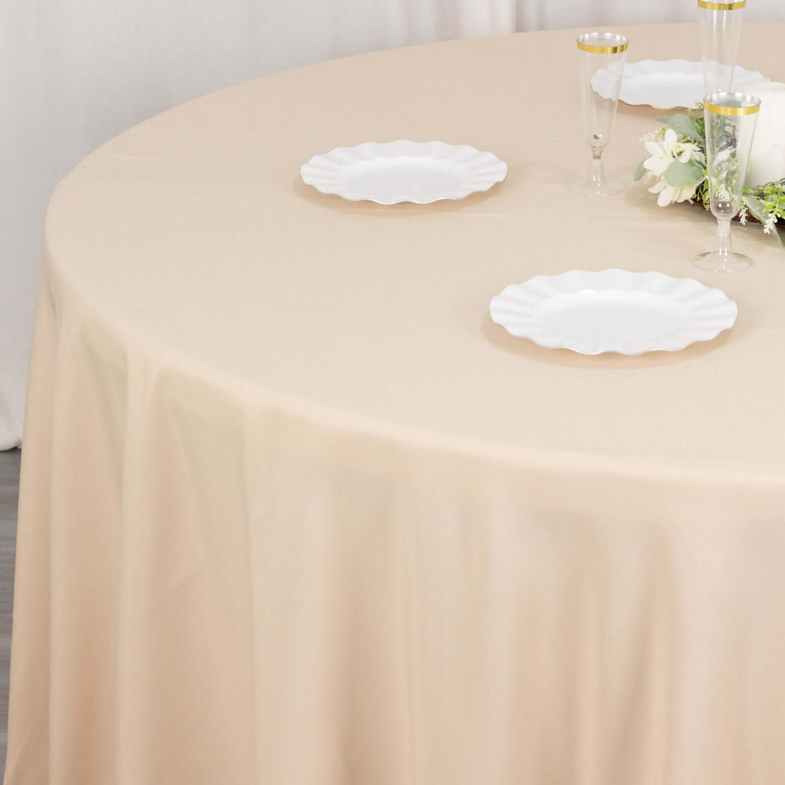 Premium Polyester 108 Round Tablecloth Beige - Wrinkle-Resistant 220GSM Table Cover