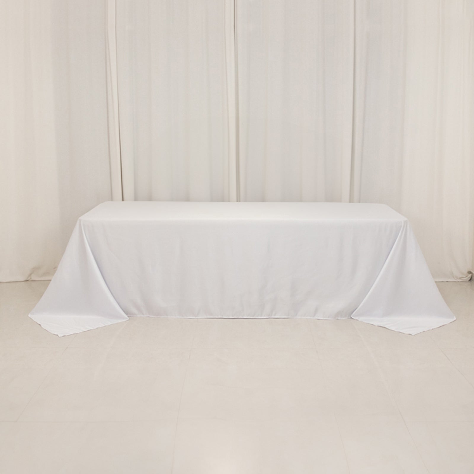 Lamour Satin 90x156 Rectangle Tablecloth White - Luxurious, Soft Seamless Table Cover for Stylish Settings