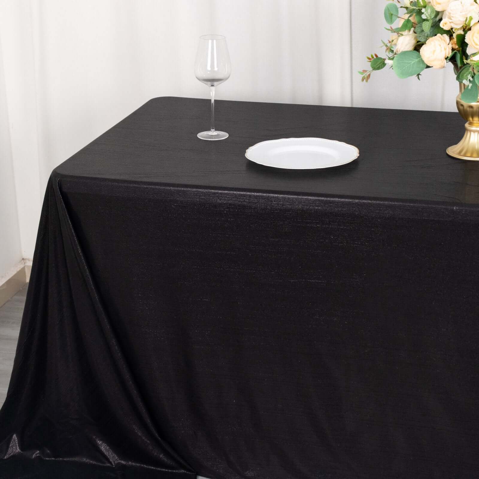 Sequin Dots Polyester 90x132 Rectangle Tablecloth Shimmering Black - Seamless, Glittering & Wrinkle Free Table Cover