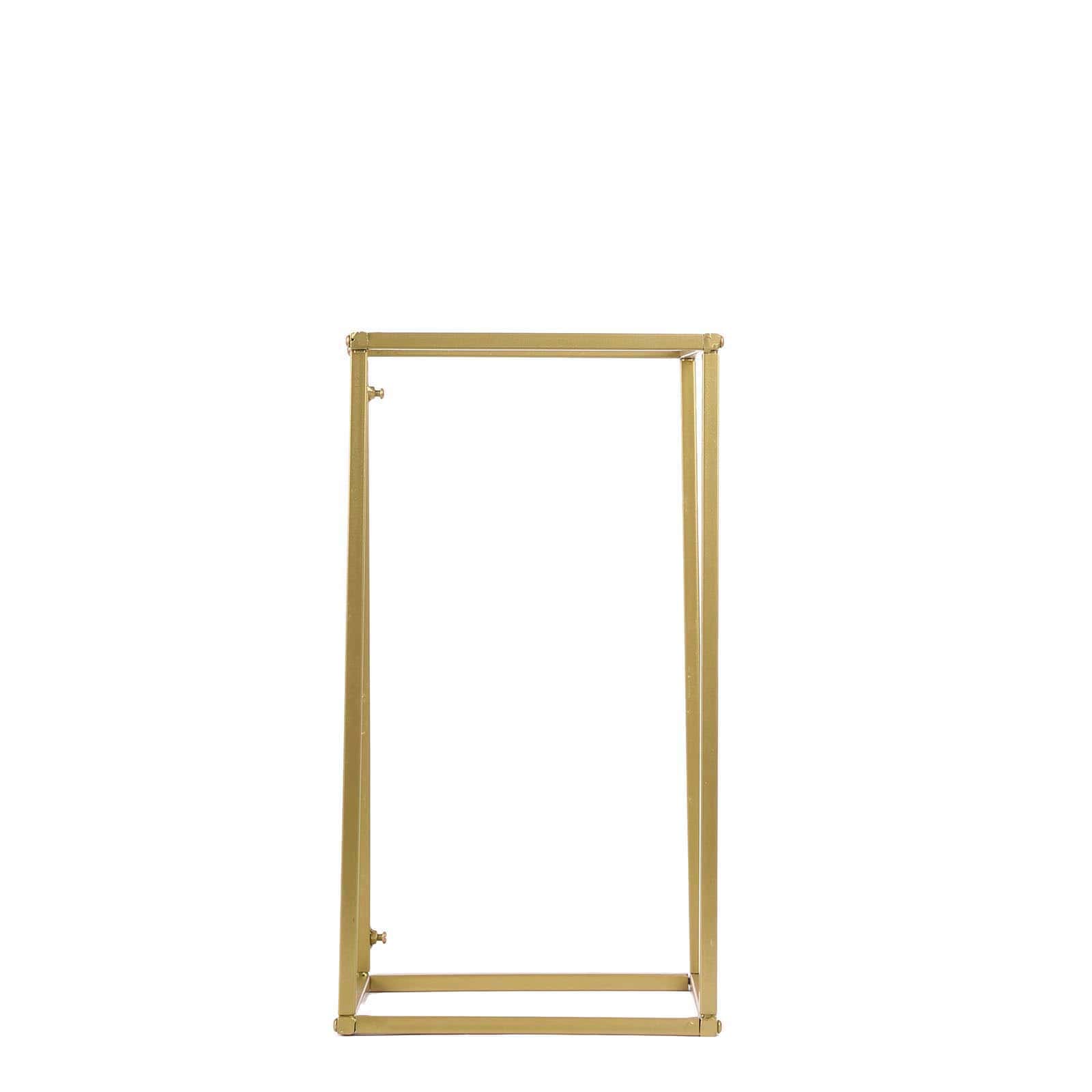 2-Pack Wedding Flower Stand Gold Metal Geometric Column Frame Rectangular - Versatile Floral Pedestal for Sophisticated Arrangements 16