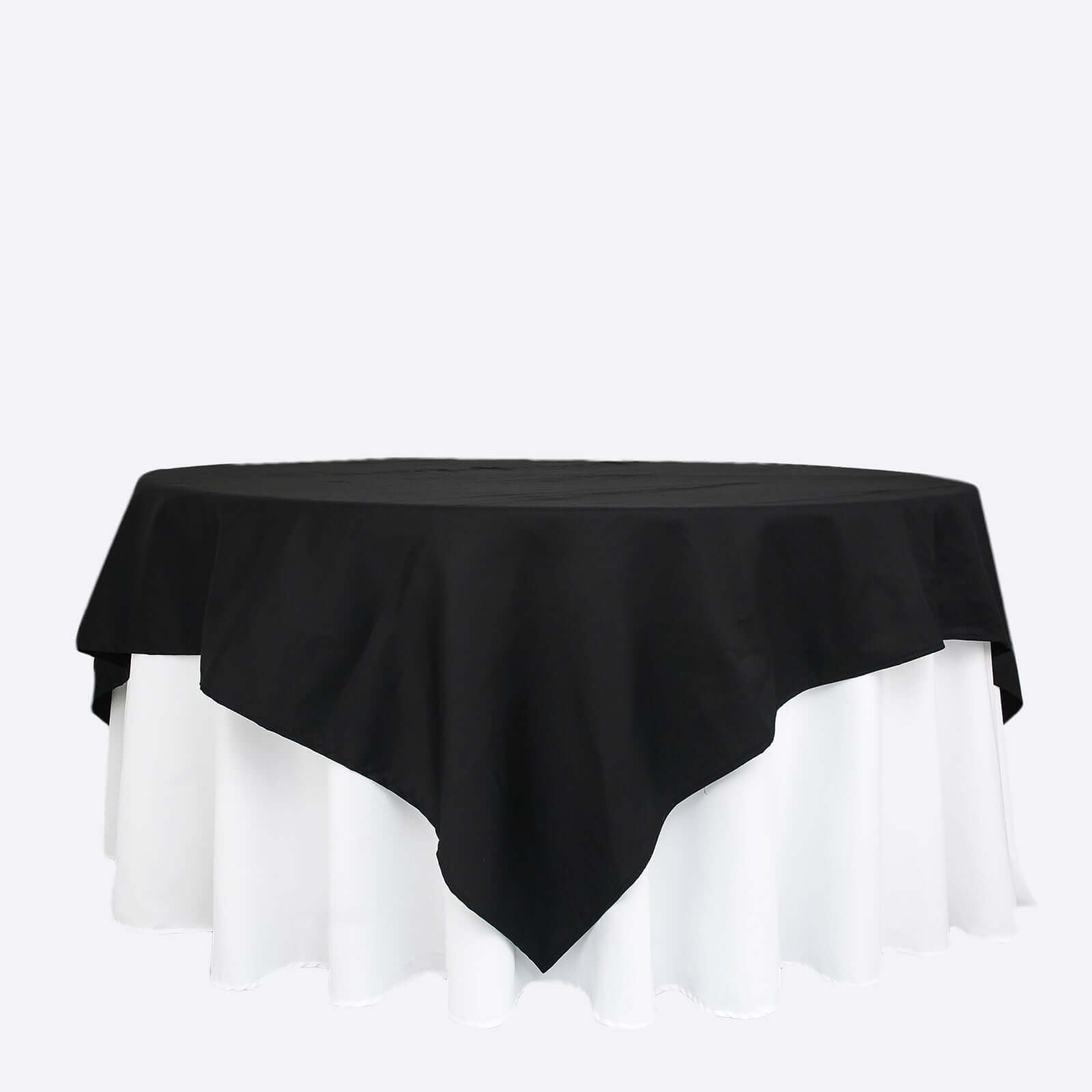 100% Cotton 90x90 Table Overlay Square Tablecloth Black Linen - Soft & Breathable Fabric Table Topper