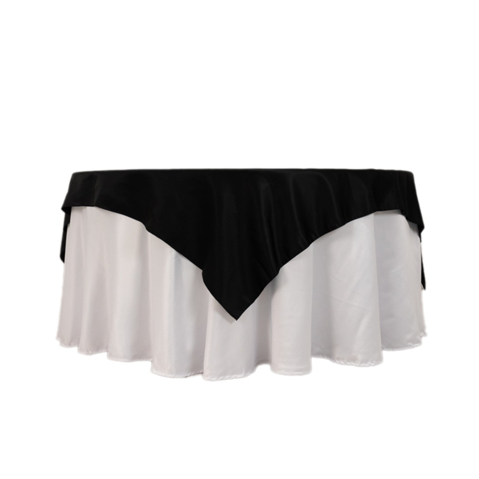 Lamour Satin 72x72 Table Overlay Square Tablecloth Black - Smooth Finish for Luxurious Events