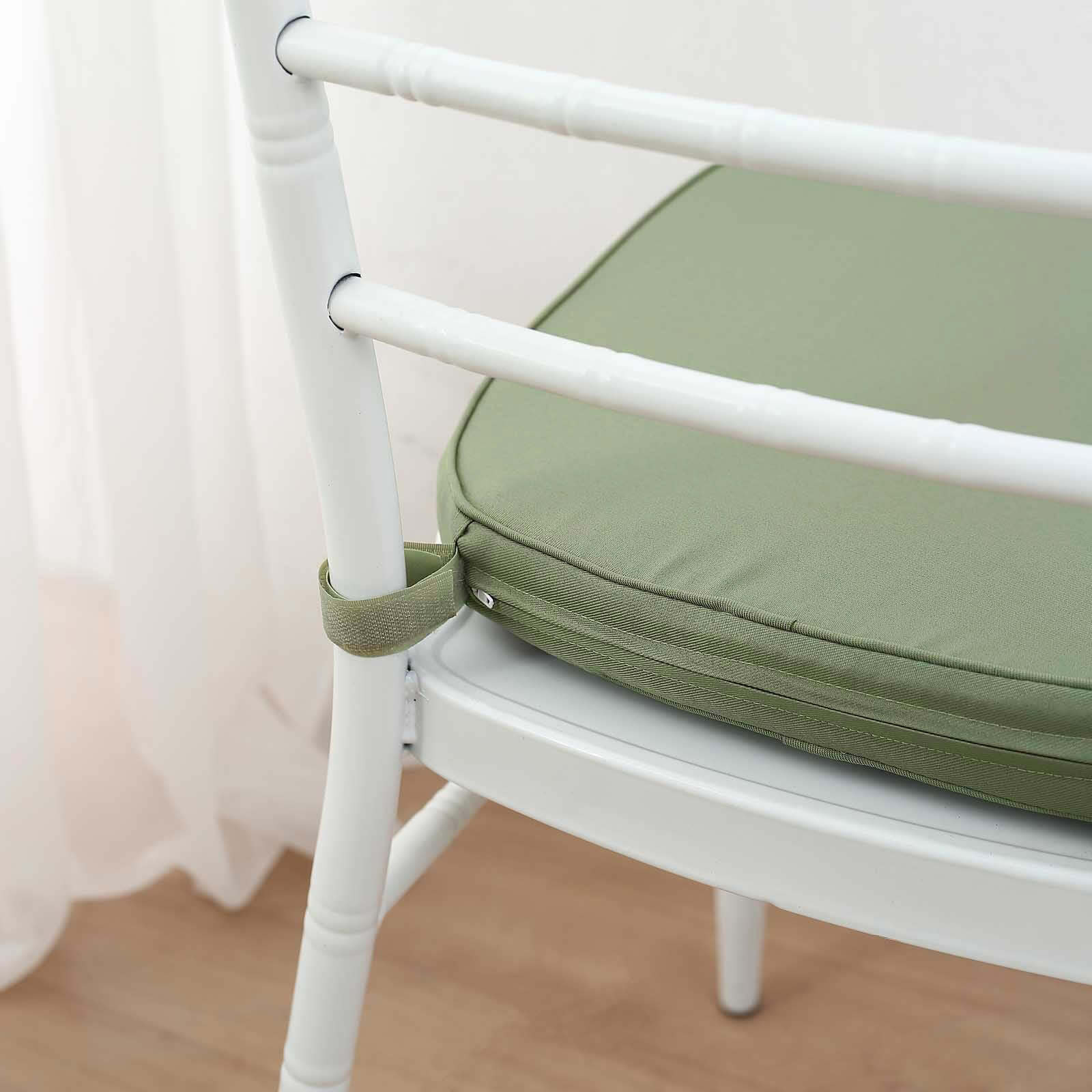 Chiavari Chair Cushion with 1.5 Thick Memory Foam and Ties Dusty Sage Green - Stylish Removable Cover for Comfort