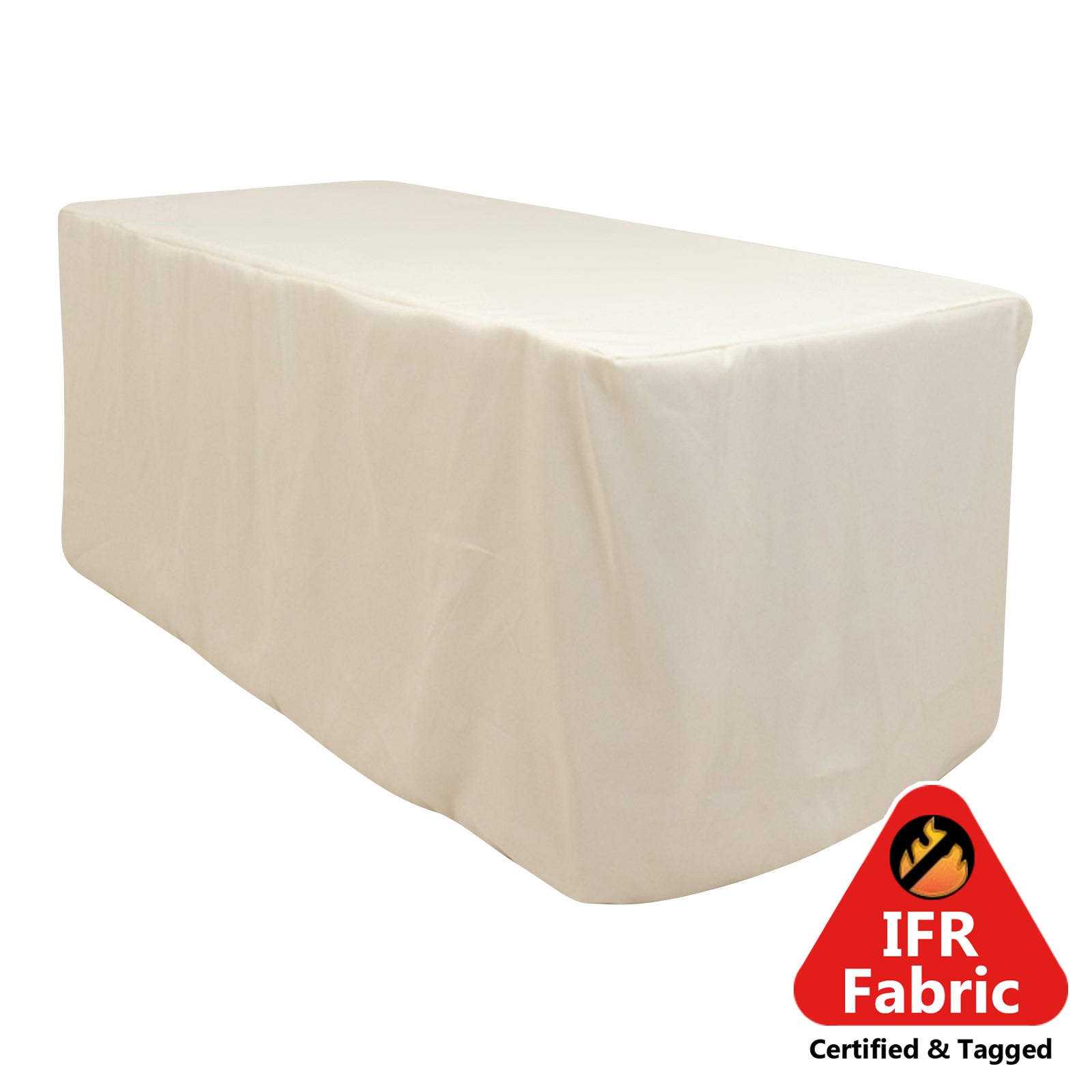 Fire Retardant Premium Polyester 6ft Rectangular Tablecloth Ivory Fitted High-Performance Table Cover