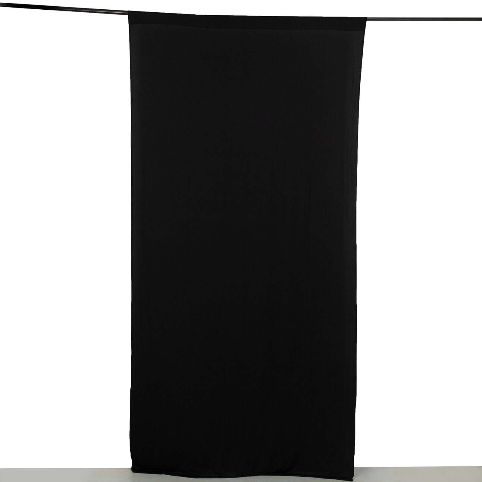 Black 4-Way Stretch Spandex Event Curtain Drapes, Wrinkle Free Backdrop Event Panel with Rod Pockets - 5ftx10ft