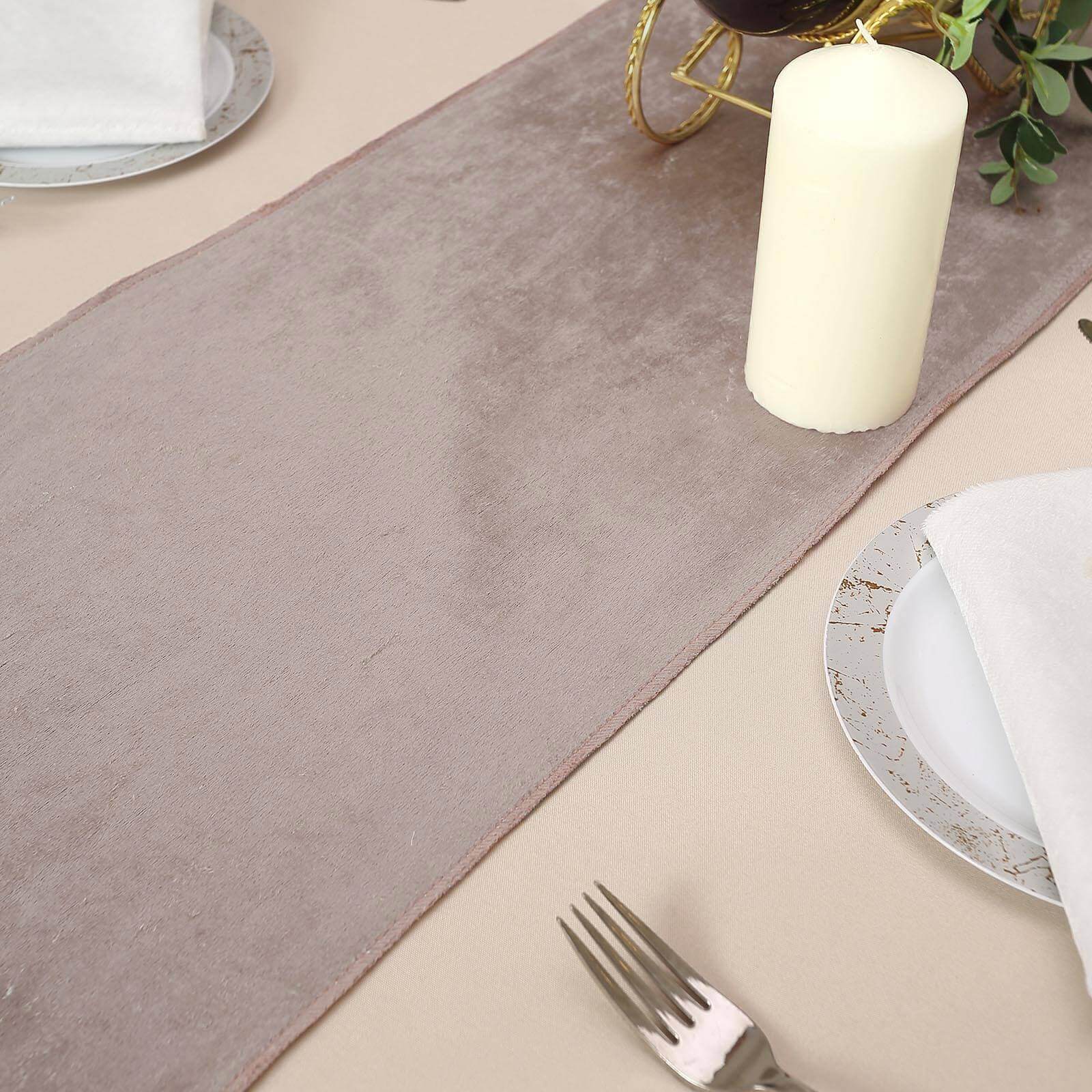 Premium Velvet 12x108 Table Runner Mauve - Sheen Finish Reusable Table Decor