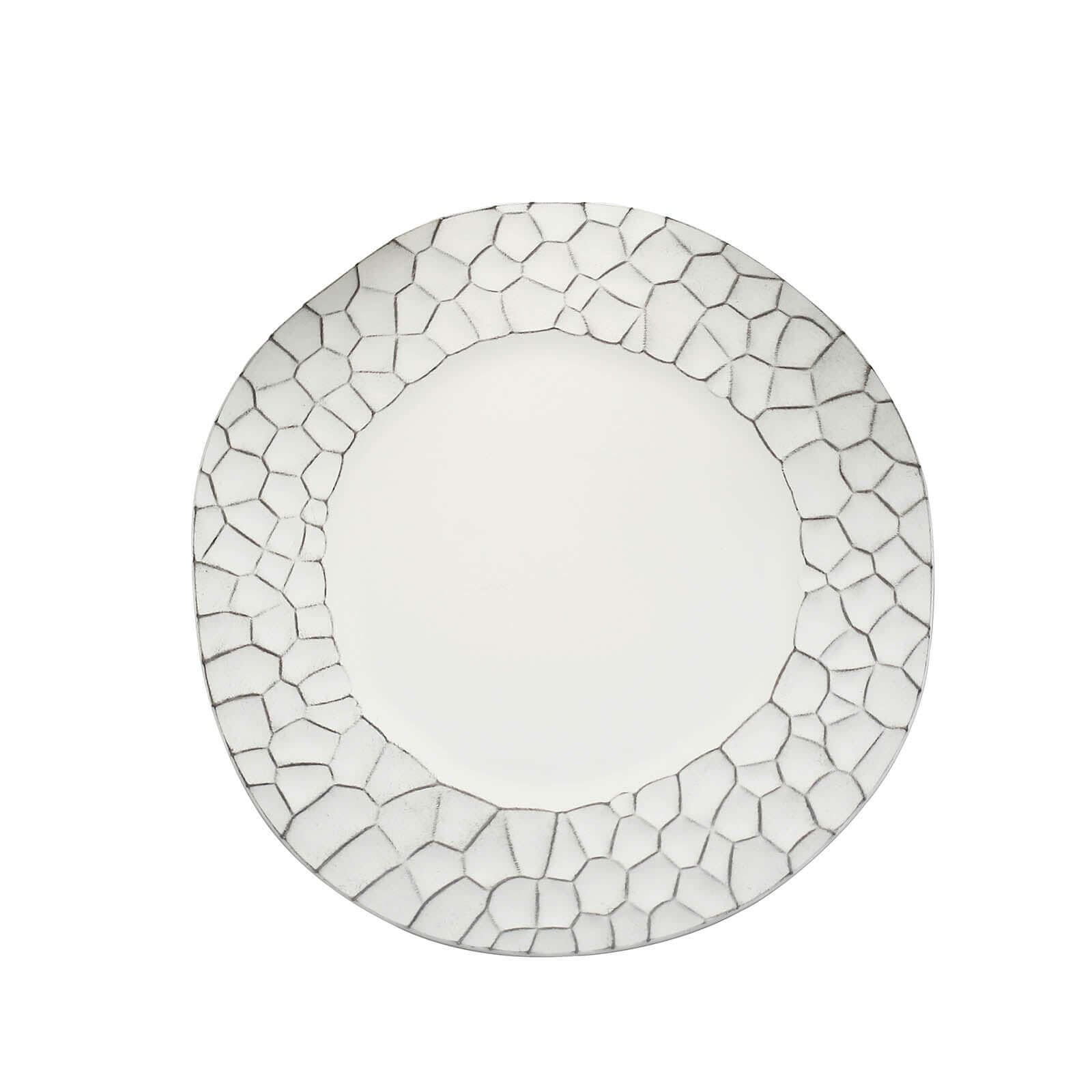 6-Pack Round Charger Plates 13 in White with Hammered Rim, Matte Finish Modern Dinner Charger Tableware