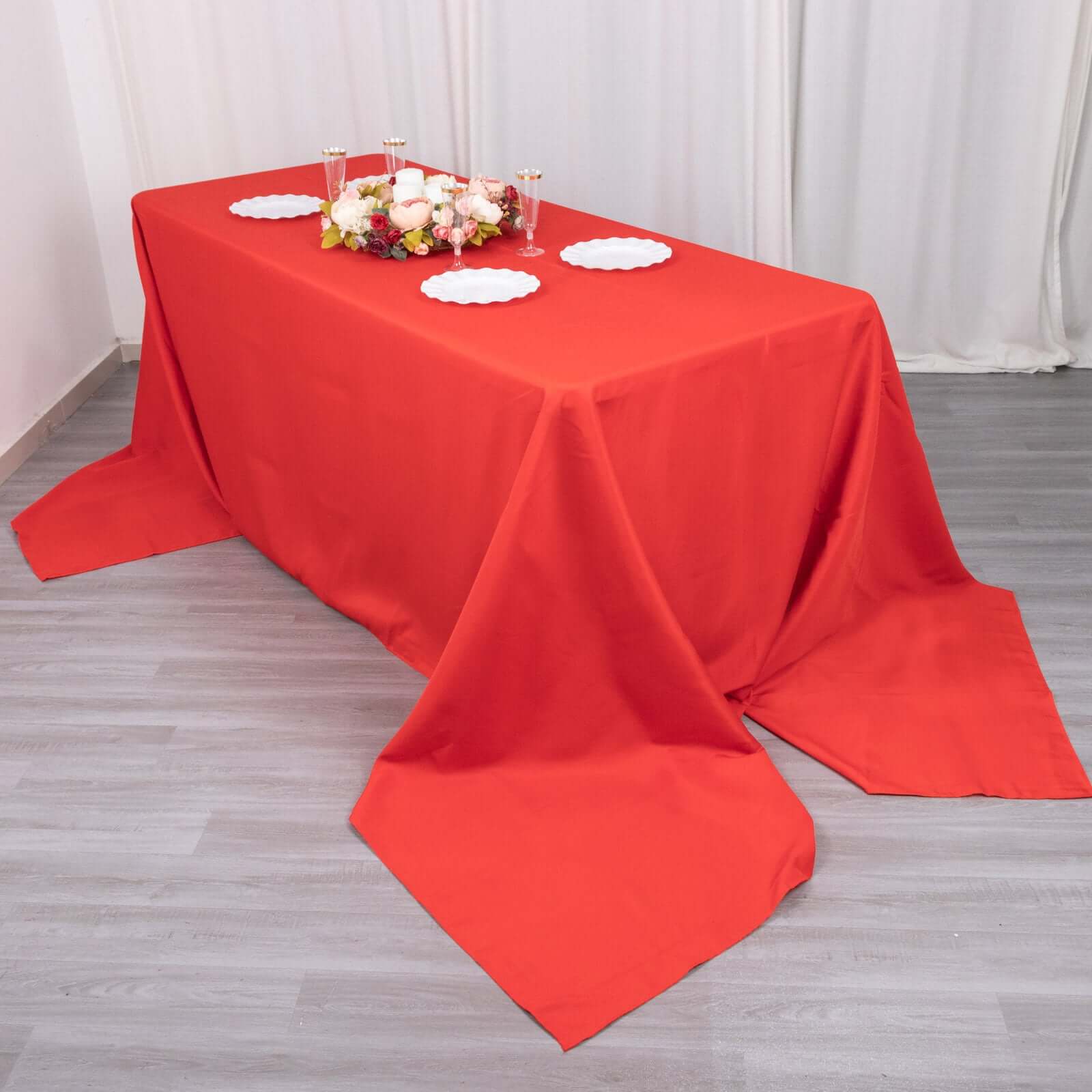 Premium Polyester 90x156 Rectangle Tablecloth Red - Seamless 220GSM Stain-Resistant Table Cover