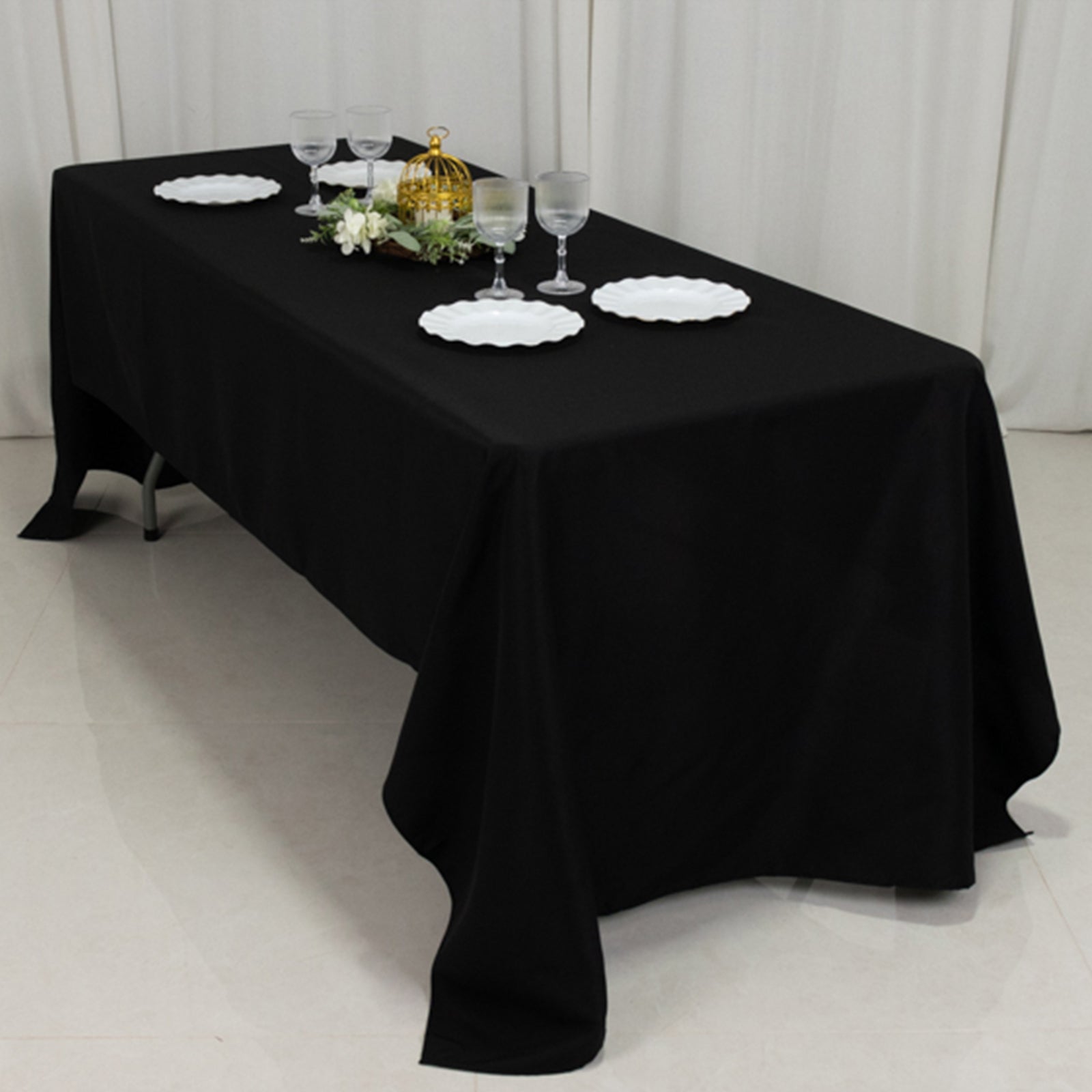 Fire Retardant Premium Polyester 60x126 Rectangular Tablecloth Black - High-Performance Table Cover