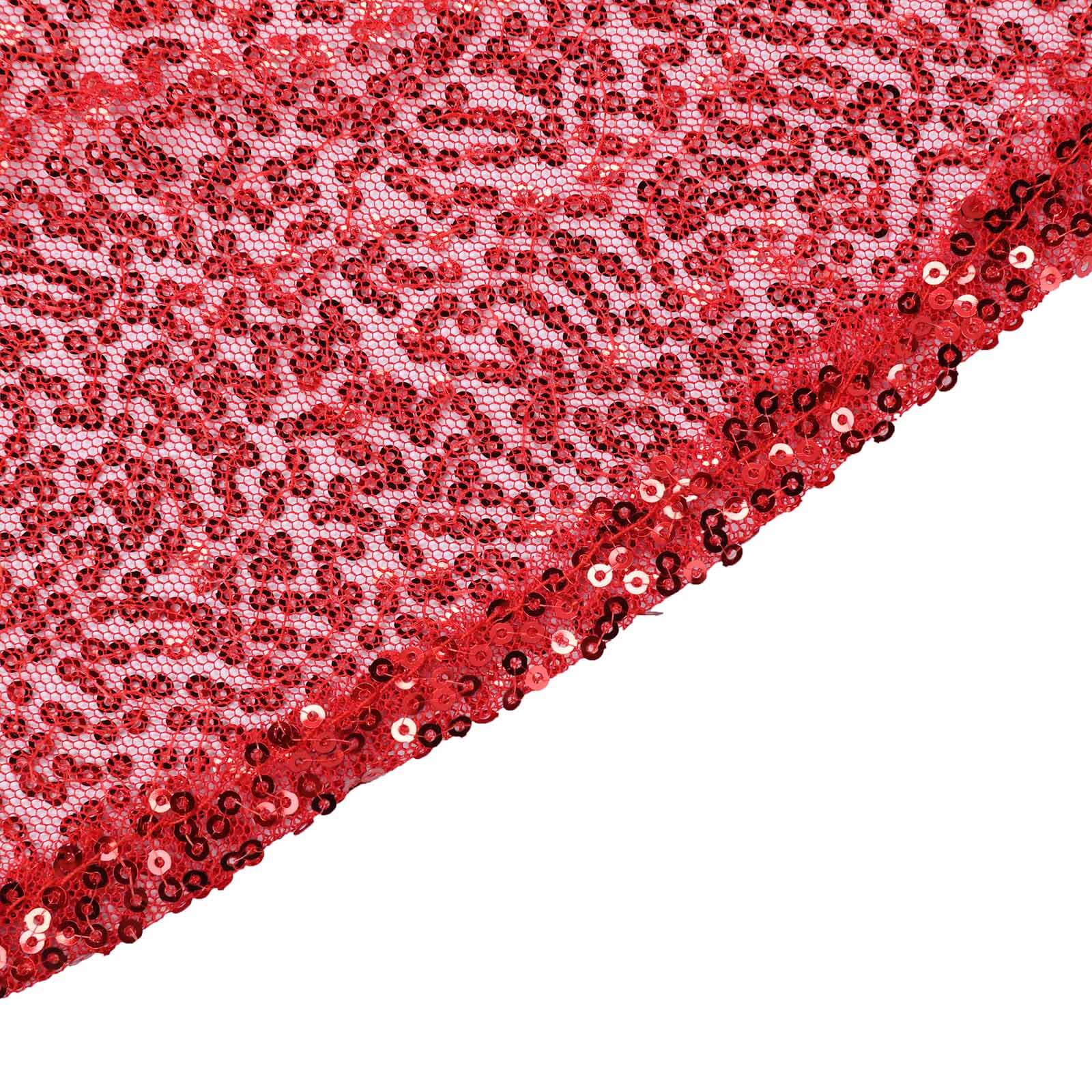 Sequin 90x156 Rectangle Tablecloth Red - Seamless Twinkling Table Cover