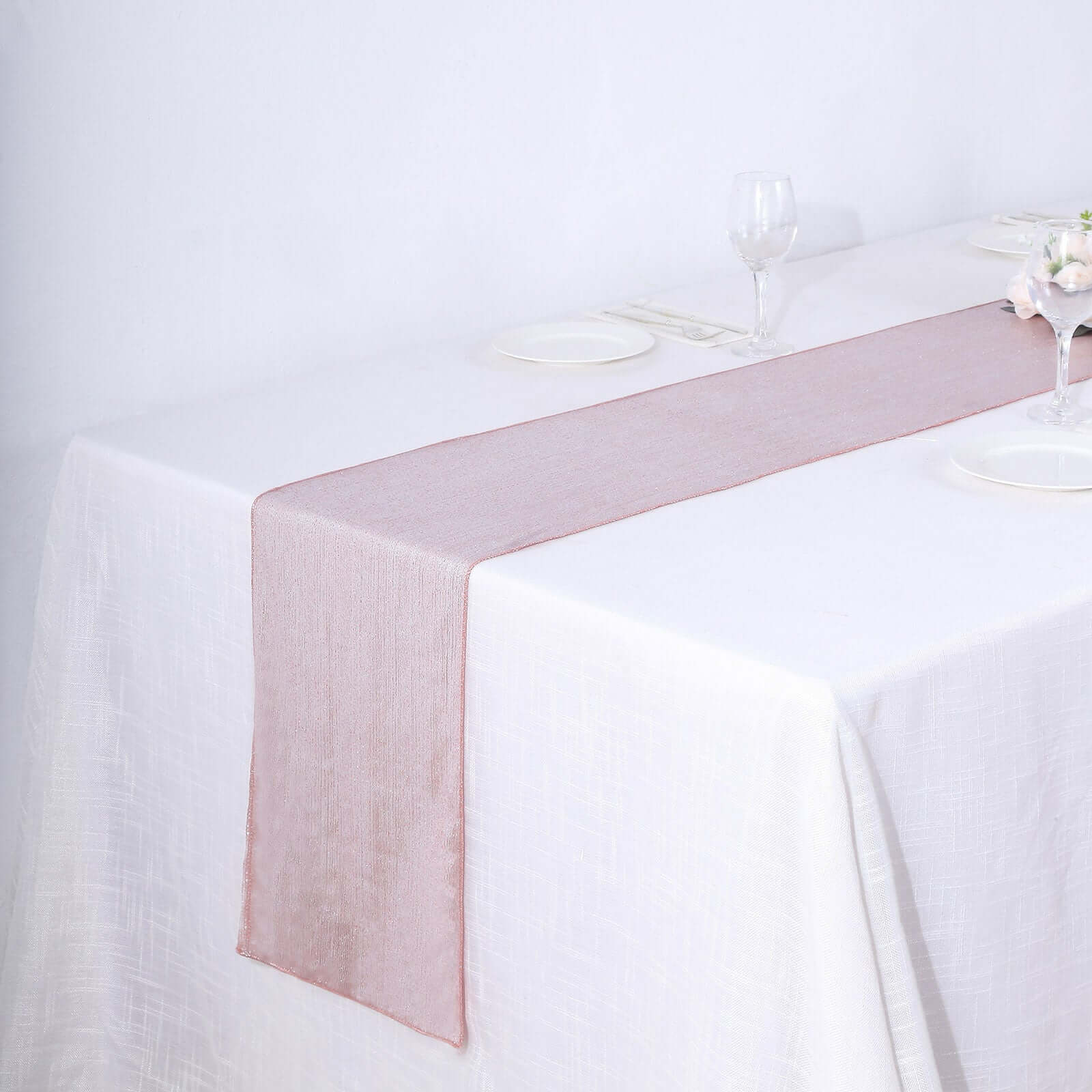 Polyester 12x108 Table Runner Rose Gold Shimmer Sequin Dots - Wrinkle-Free Finish Table Linen