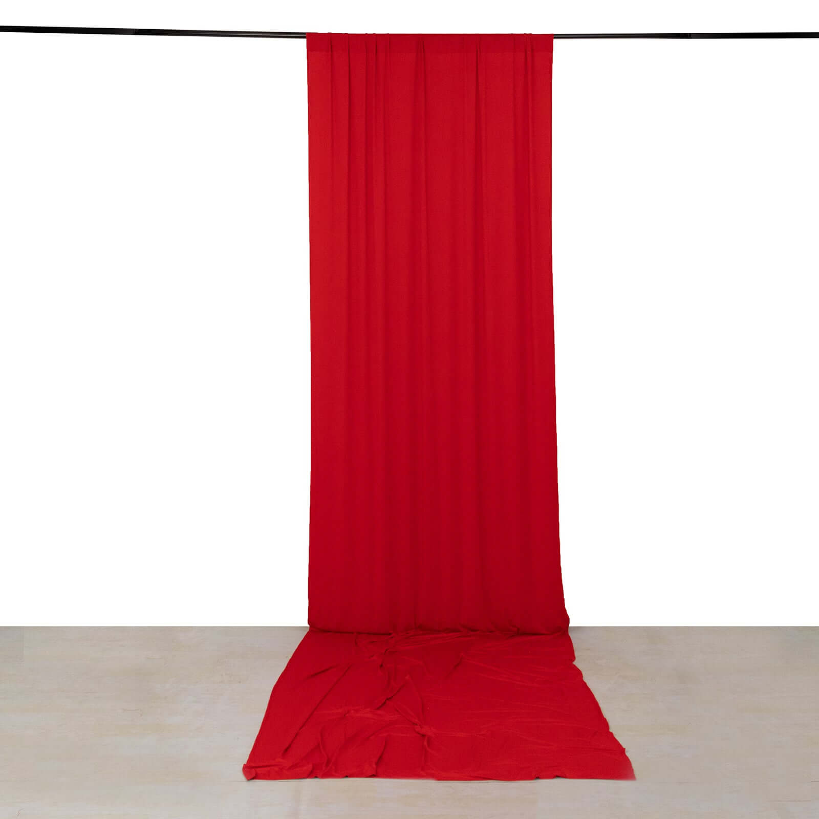 Red 4-Way Stretch Spandex Event Curtain Drapes, Wrinkle Free Backdrop Event Panel with Rod Pockets - 5ftx16ft