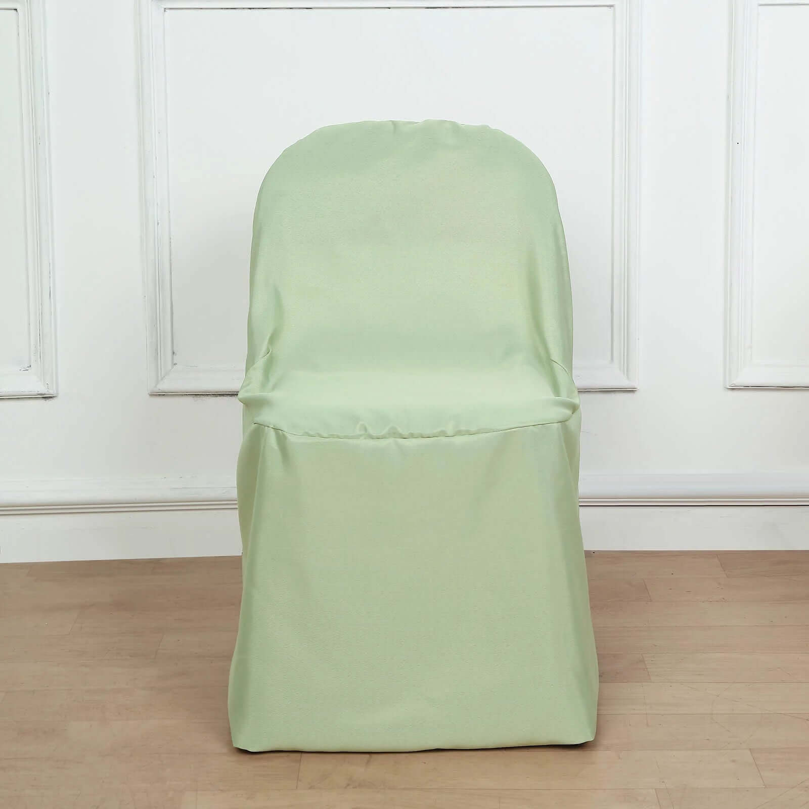 10 Pack Polyester Chair Covers for Folding Chairs Sage Green - Wrinkle-Free Stain-Resistant Slip-On Slipcovers