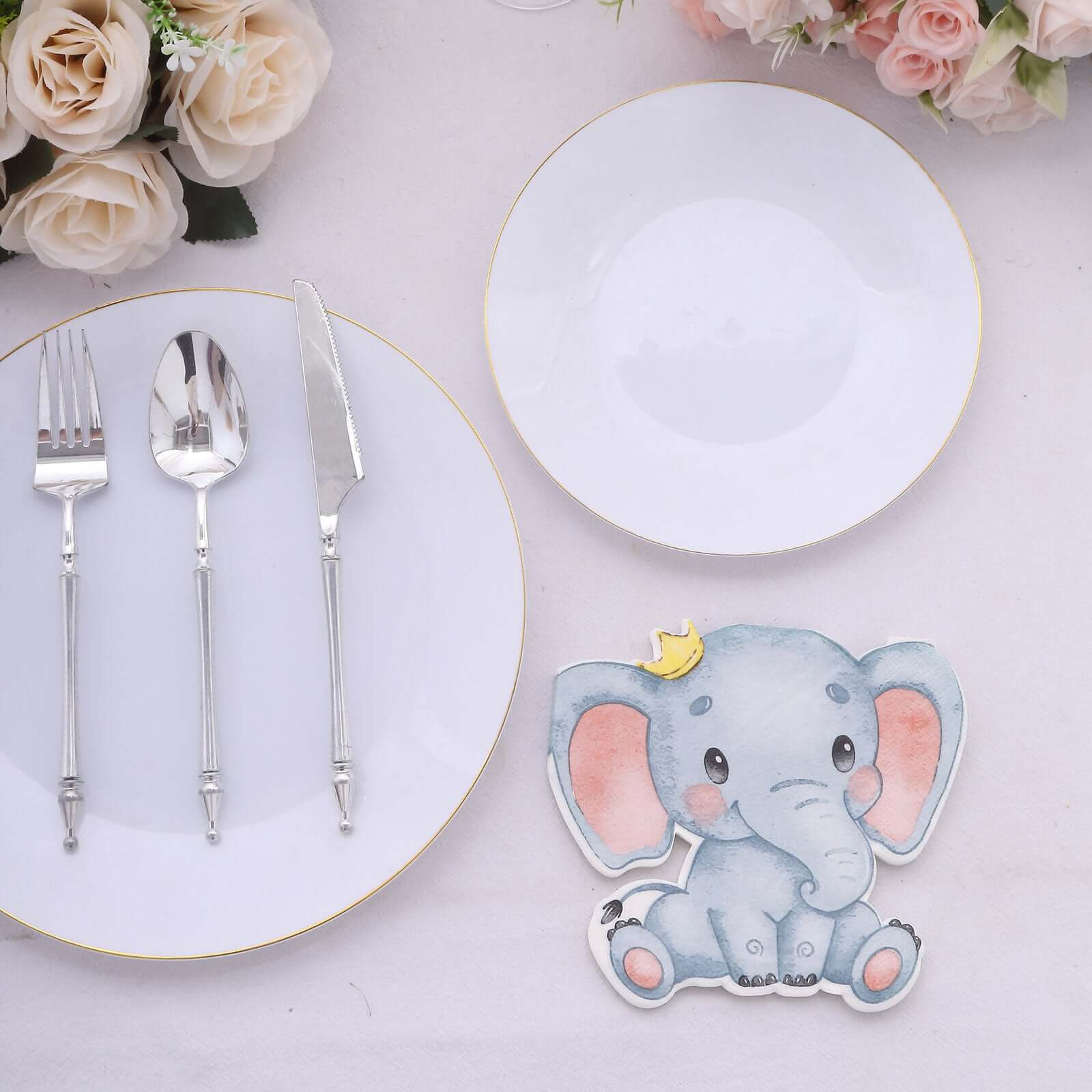 20-Pack Paper Beverage Napkins with Elephant Shape - Disposable Baby Shower Cocktail Napkins