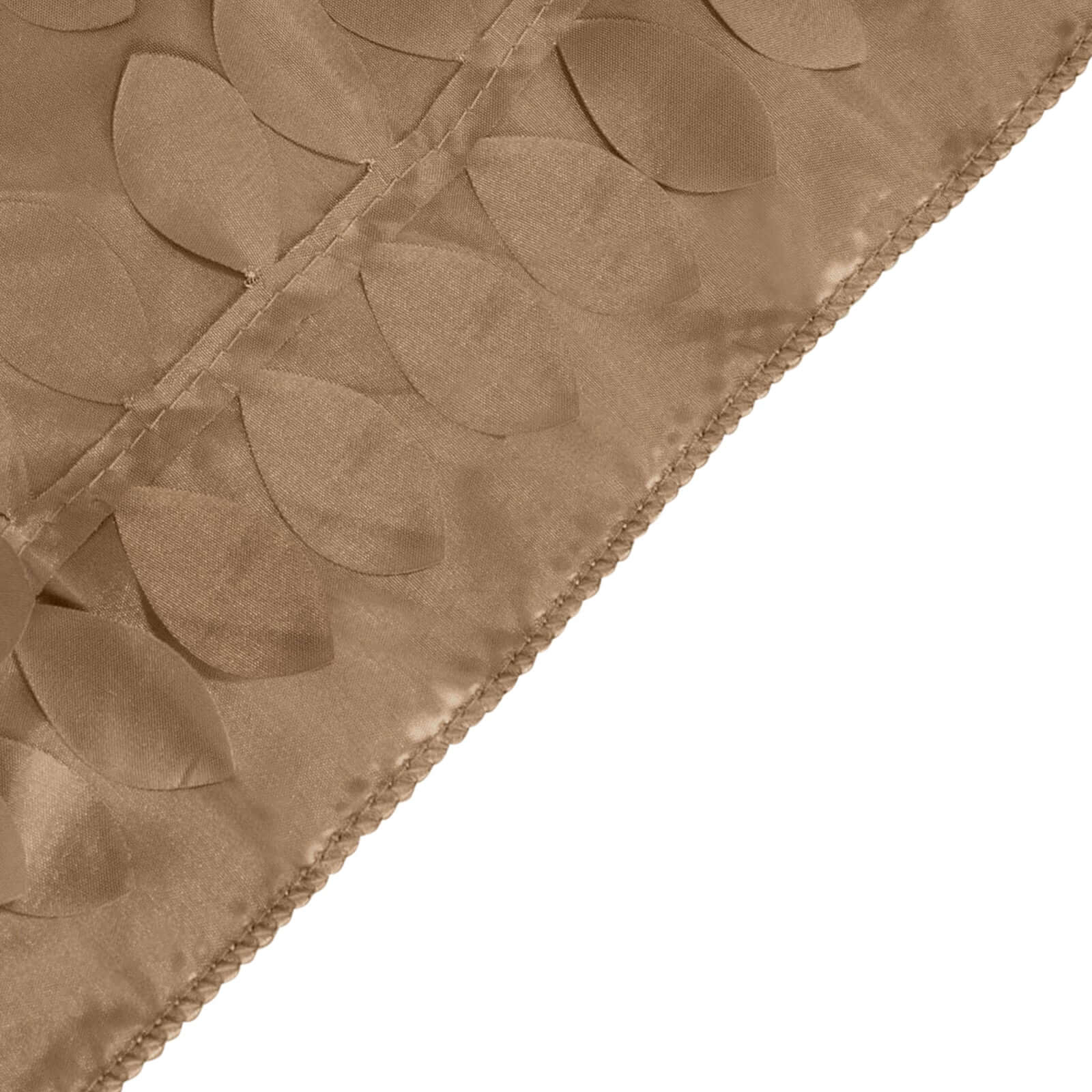 Taffeta Fabric 12x108 Table Runner Taupe - 3D Leaf Petal Design