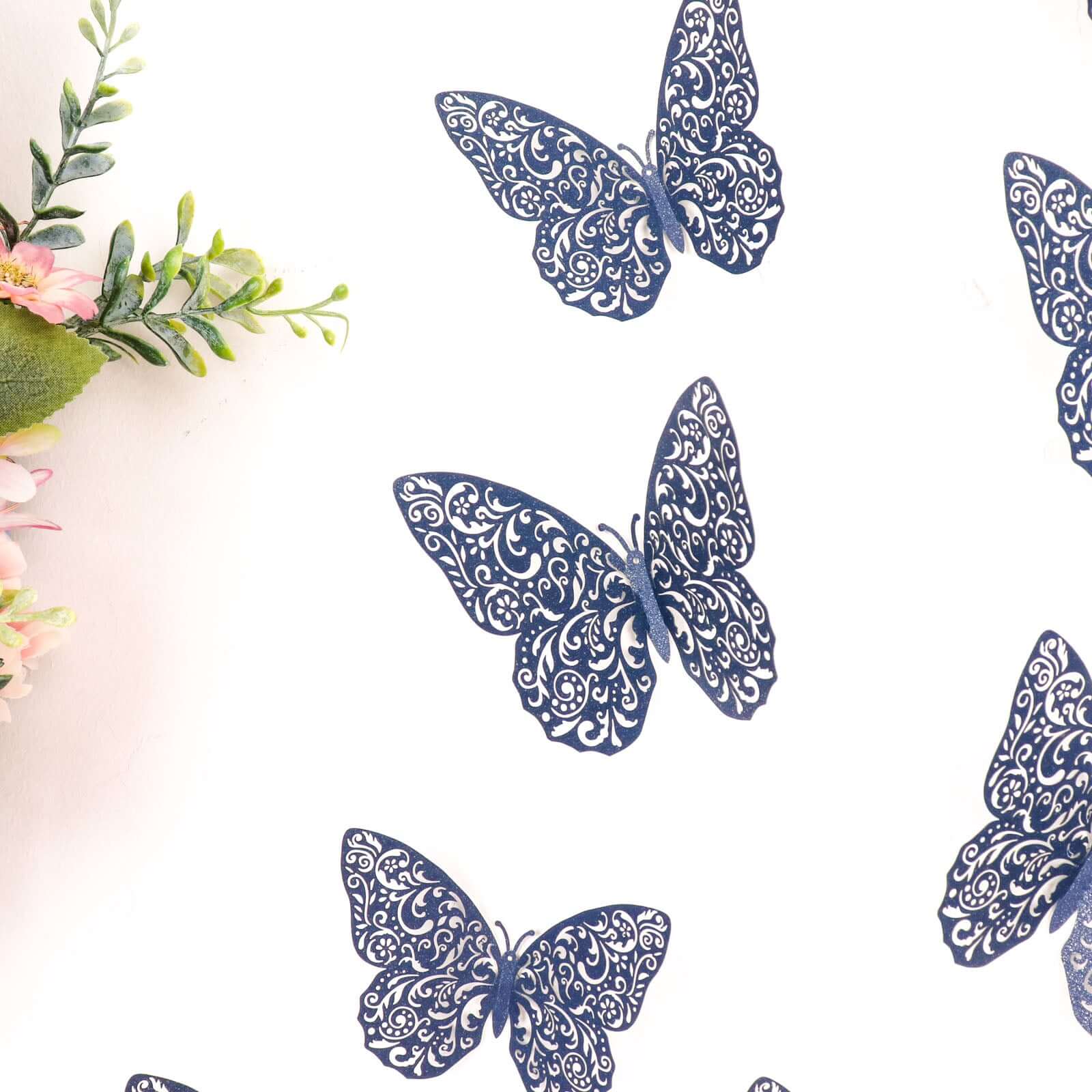 12-Pack 3D Butterfly Wall Decals, DIY Removable Mural Stickers Navy Blue Cake Decorations Eye-Catching Design