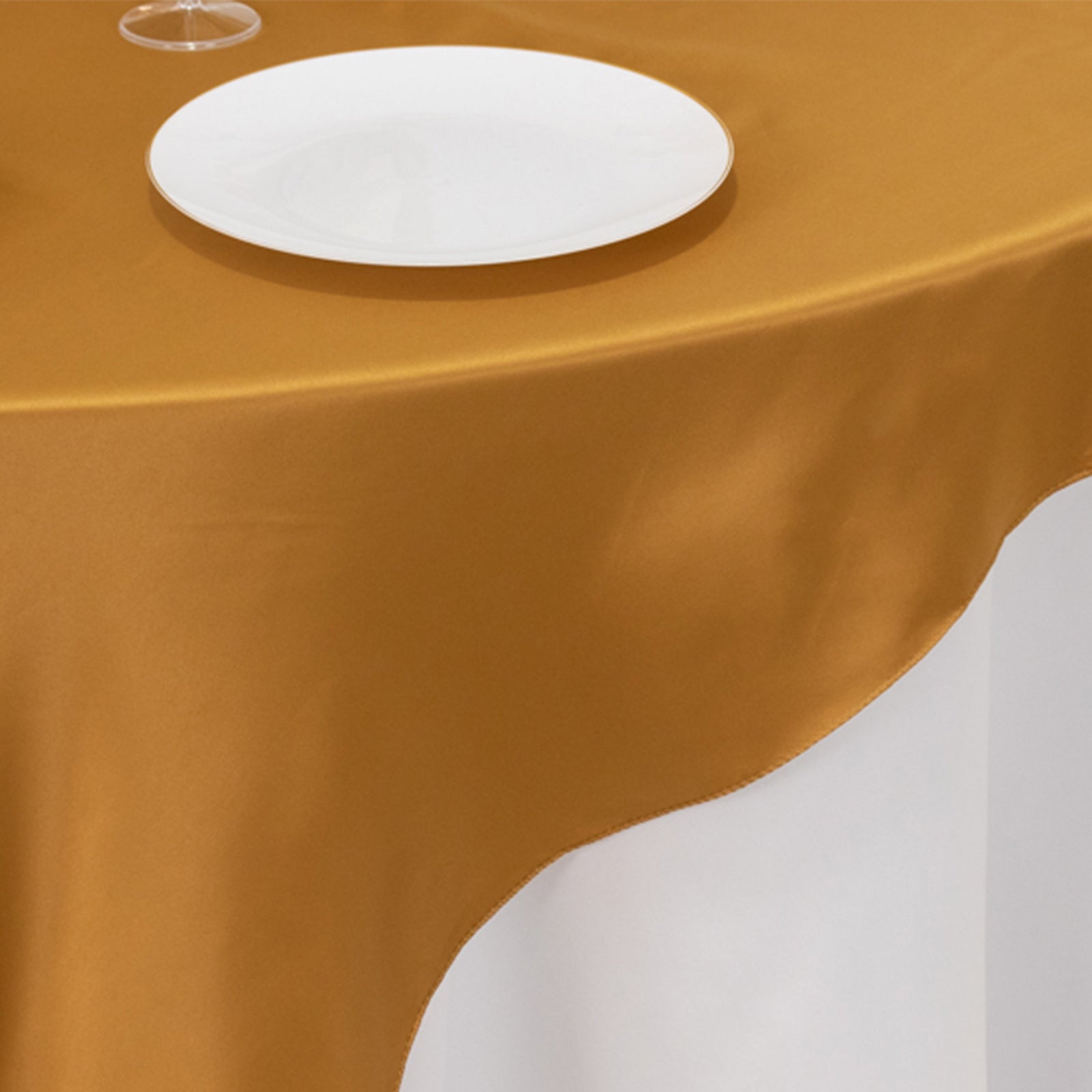 Lamour Satin 72x72 Table Overlay Square Tablecloth Gold - Smooth Finish for Luxurious Events