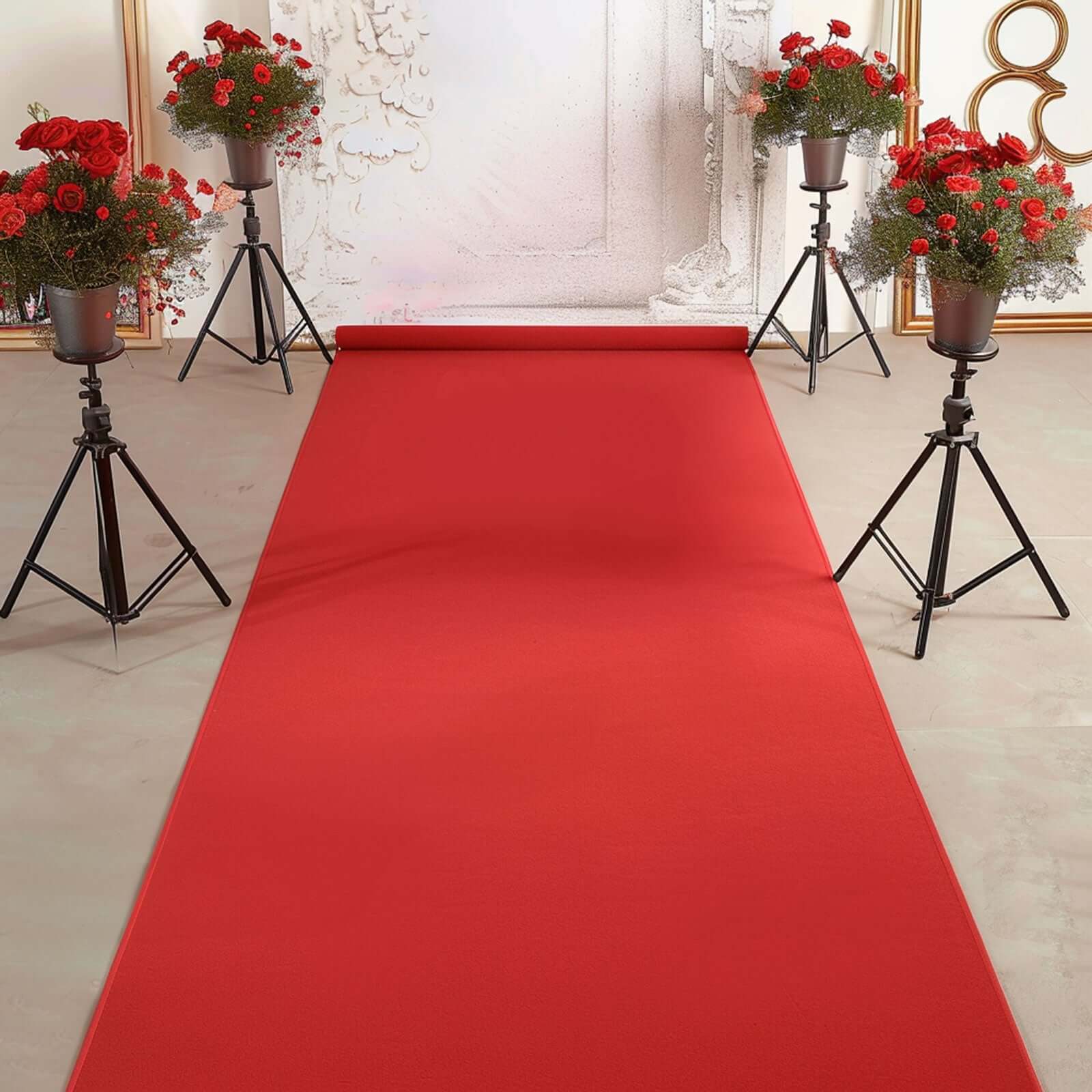 3ftx100ft Hollywood Red Carpet Runner for Party, Red Rayon Wedding Aisle Runner