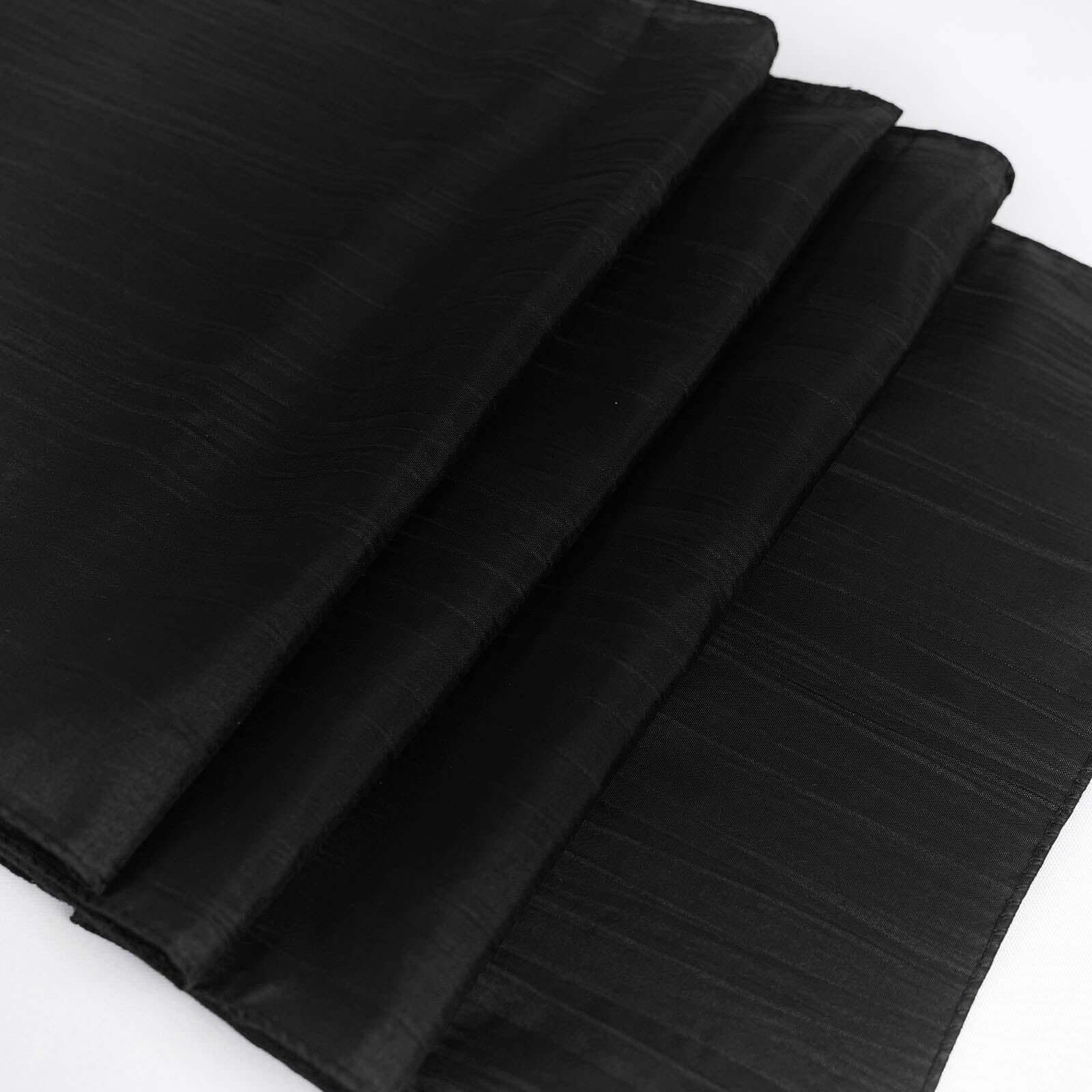 Taffeta 12x108 Table Runner Black - Accordion Crinkle Design