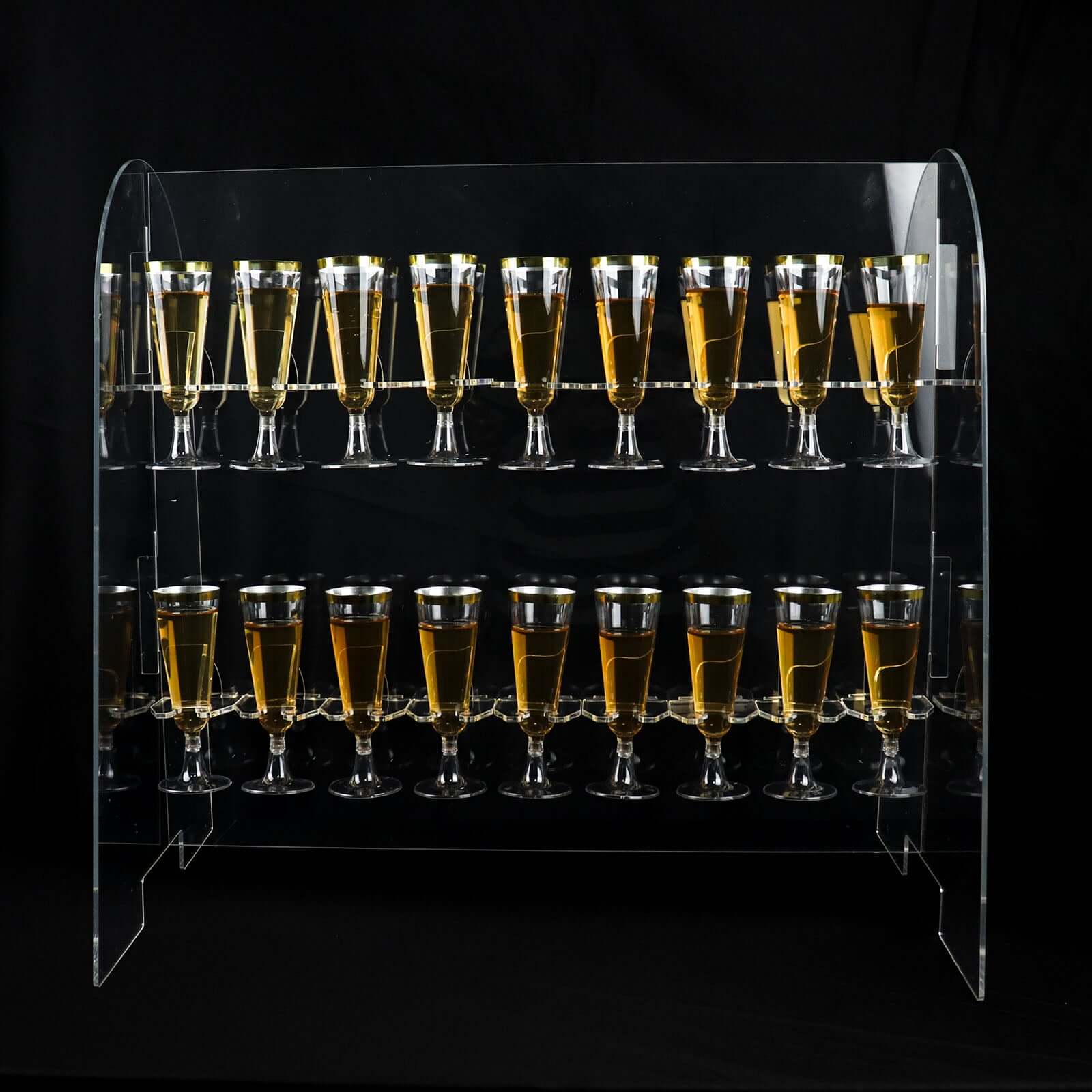 2-Tier Acrylic Champagne Glass Holder Display Stand Table Top Clear - Modern Stemware Rack Cocktail Drink Holder with 18 Hooks for Events & DIY Bars 25