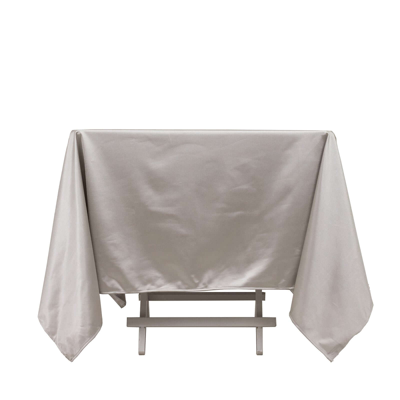 Premium Scuba Square 70x70 Tablecloth Shimmer Silver - Wrinkle Free & Stain Resistant Table Cover