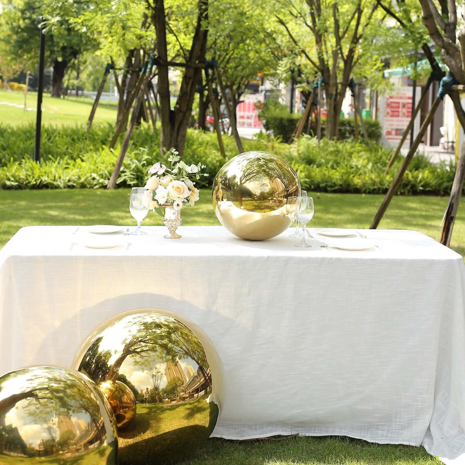 Gazing Globe Mirror Ball Reflective Hollow Stainless Steel Gold Sphere - Decorative Garden Display Piece 16