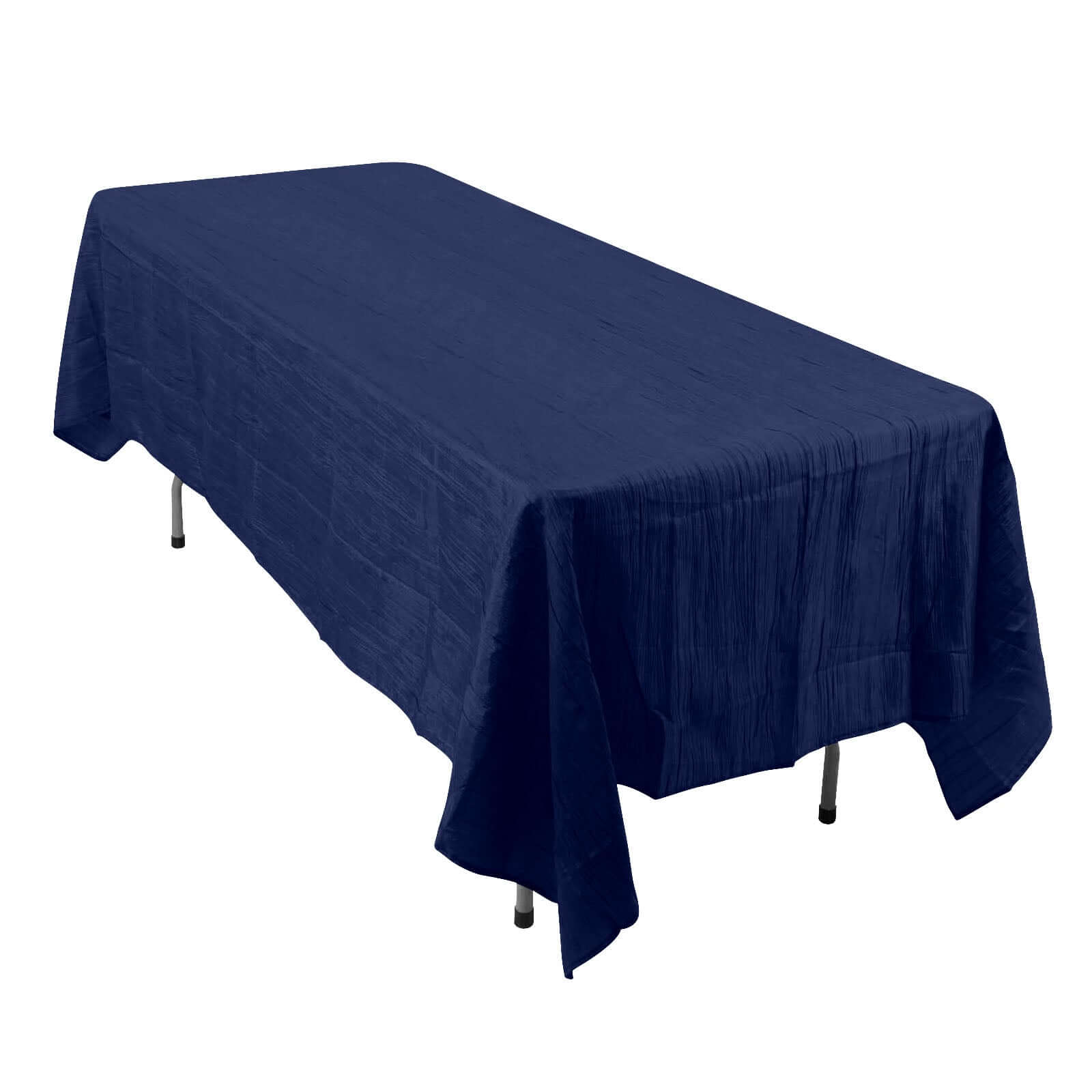 Taffeta 60x102 Rectangle Tablecloth Navy Blue - Accordion Crinkle Table Cover