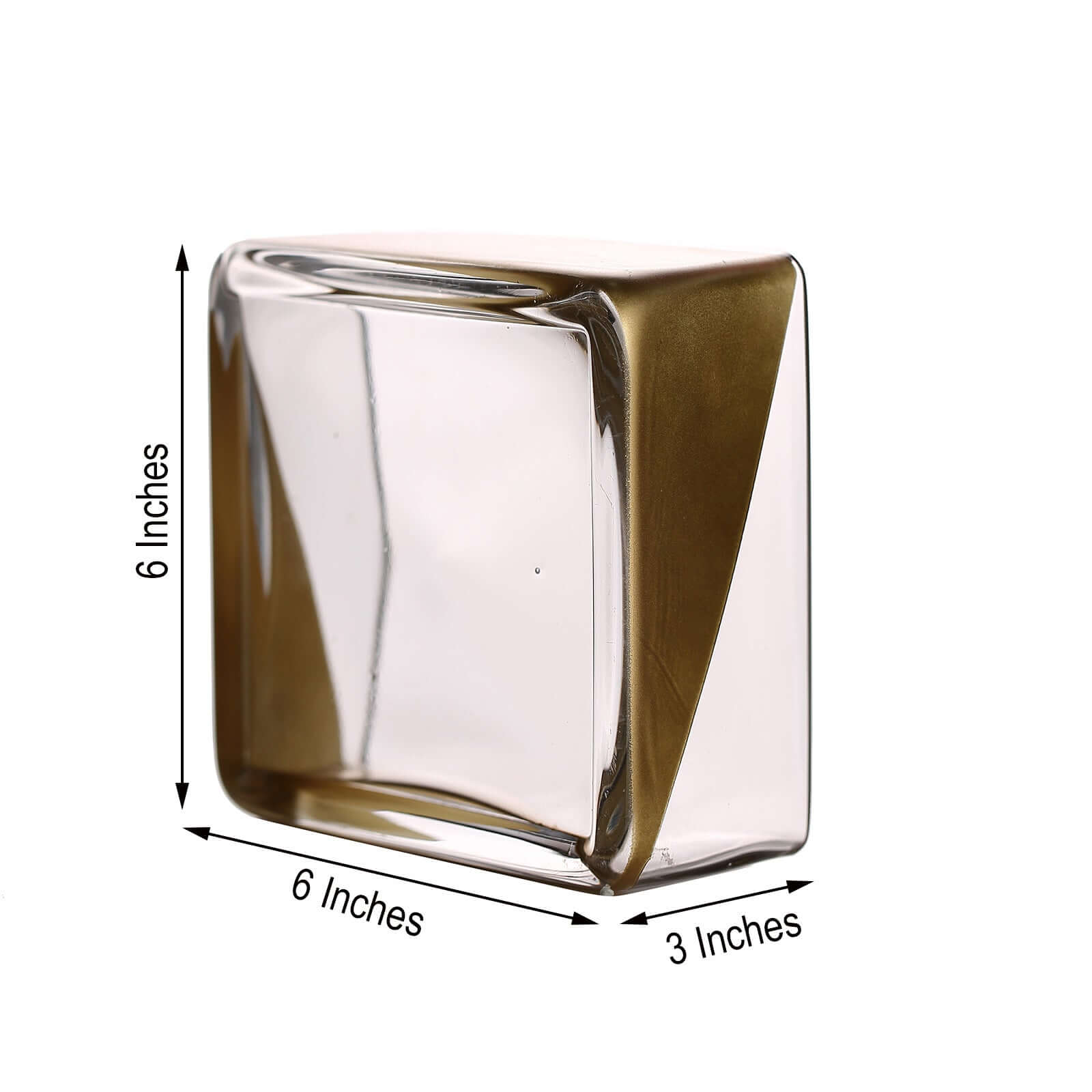 2-Pack Glass Vases Square Design Gold Dipped - Decorative Candle Holders for Floral Centerpieces 6