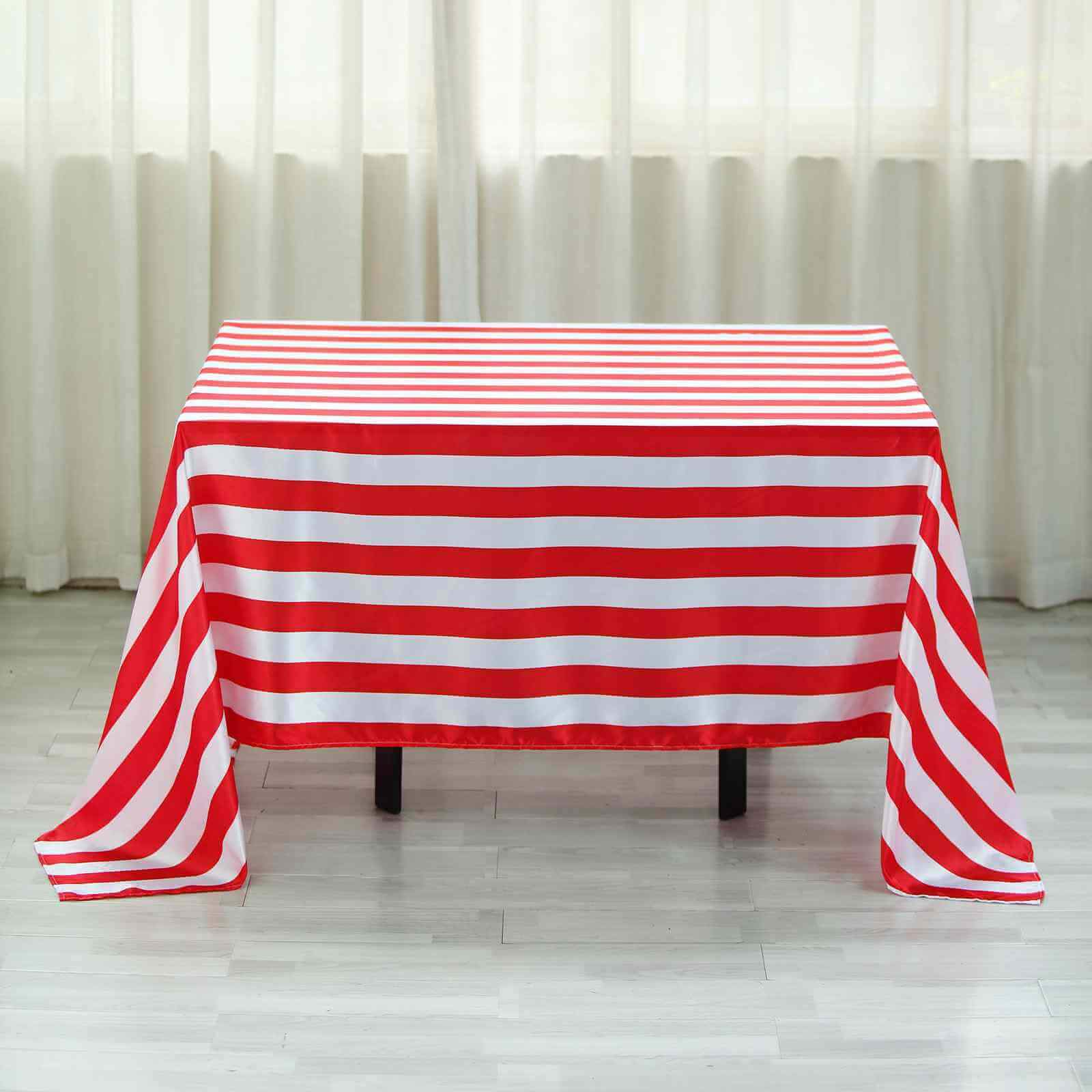 Satin 60x102 Rectangle Tablecloth Red/White - Stripe Design with Stylish Smooth Finish Table Cover