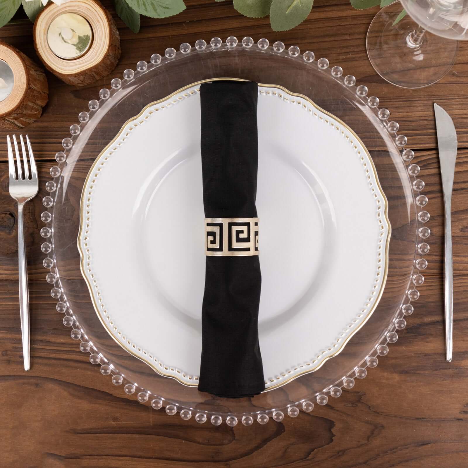 5 Pack Premium Scuba 20x20 Napkins Black - Durable & Reusable Dinner Napkins for a Polished Tablescape